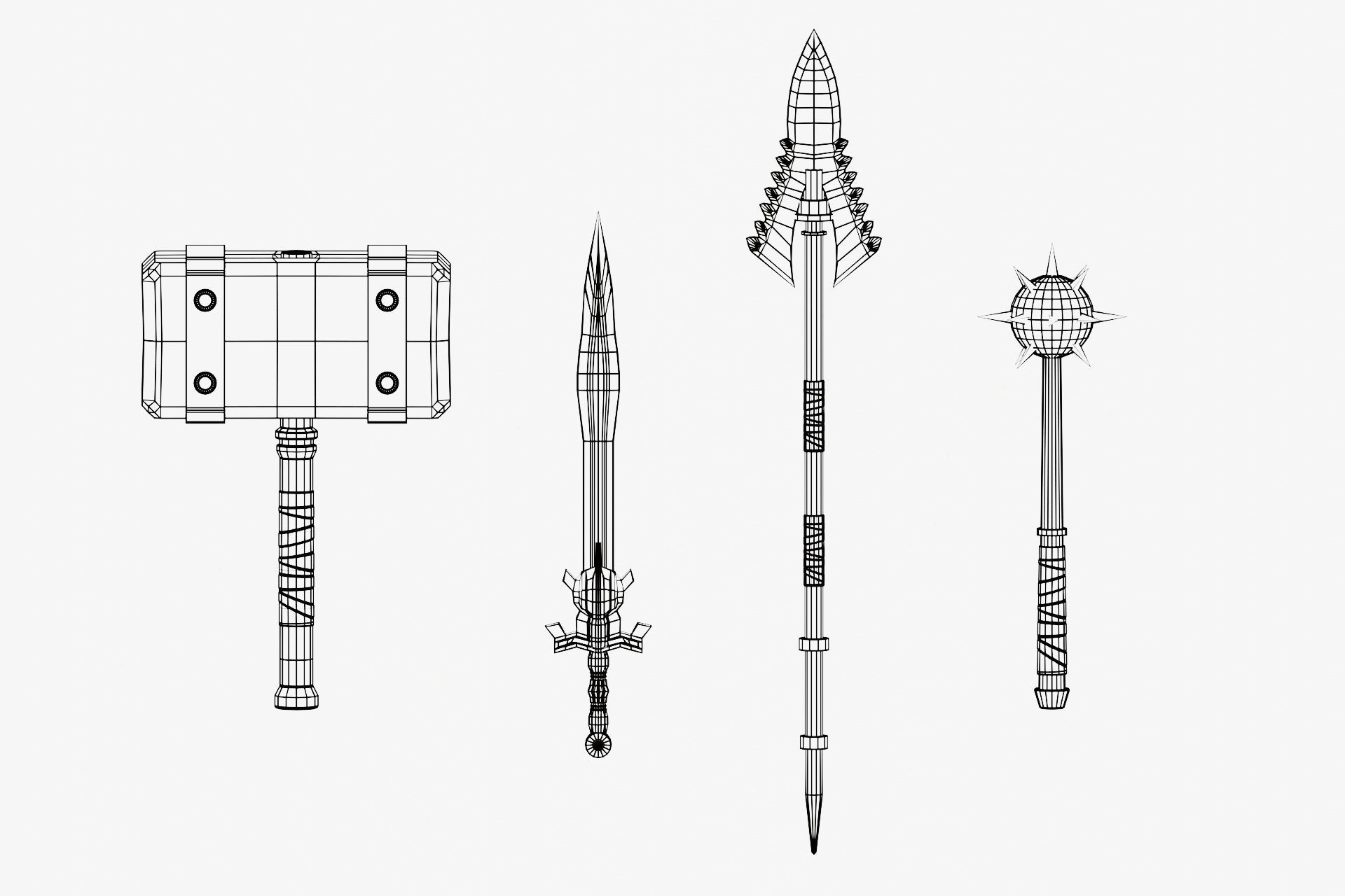 15 fire elemental weapons - medieval - fantasy - magic - VOL 01 Low-poly 3D model_19