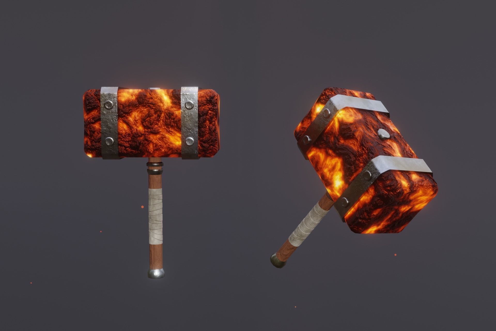 15 fire elemental weapons - medieval - fantasy - magic - VOL 01 Low-poly 3D model_4
