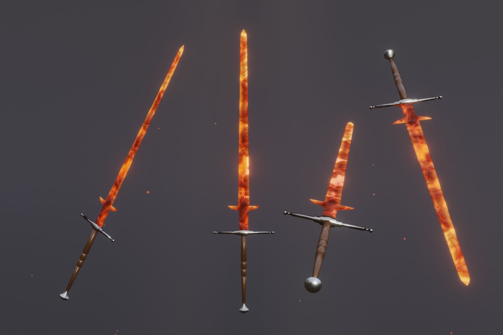 15 fire elemental weapons - medieval - fantasy - magic - VOL 01 Low-poly 3D model_15