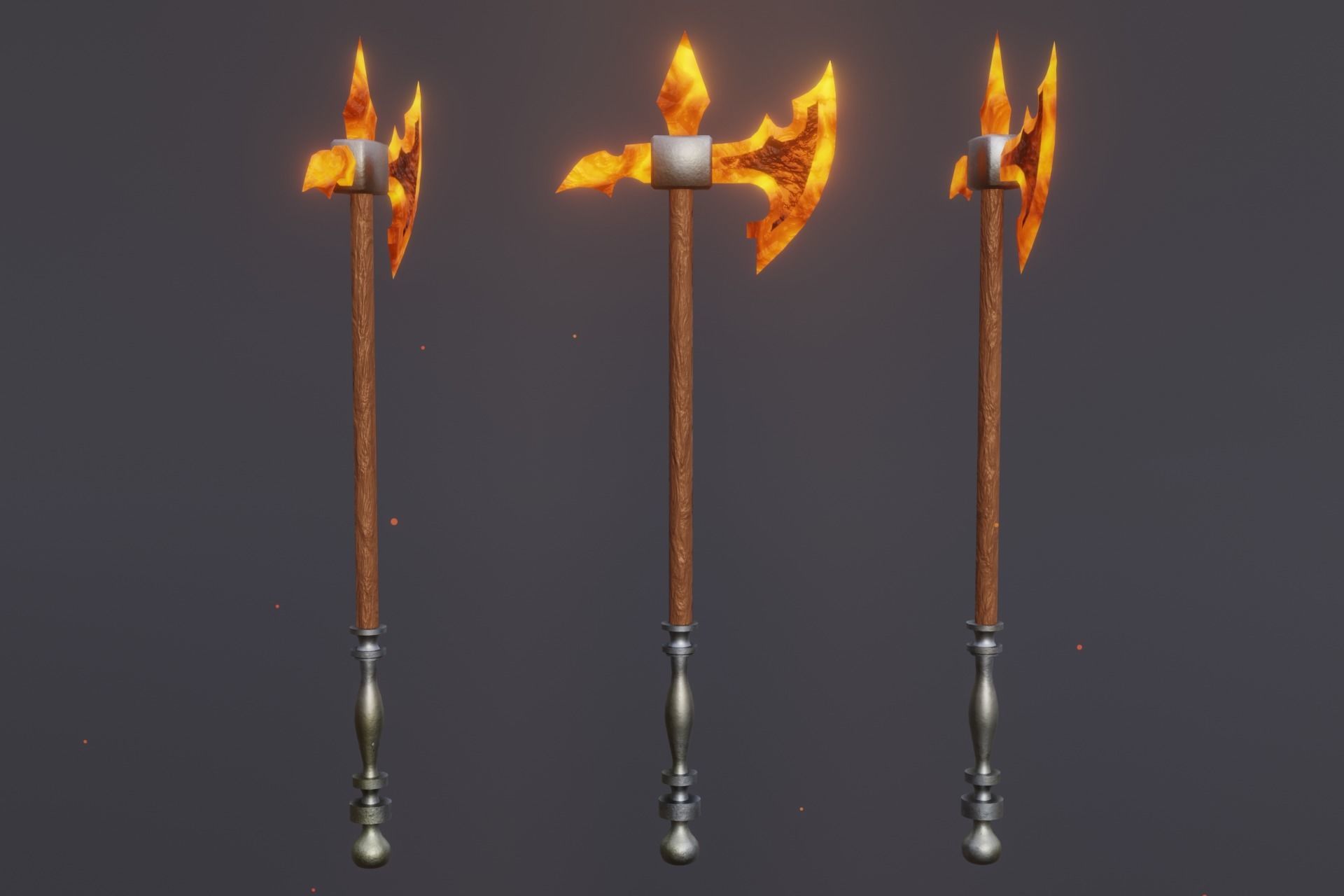 15 fire elemental weapons - medieval - fantasy - magic - VOL 01 Low-poly 3D model_8
