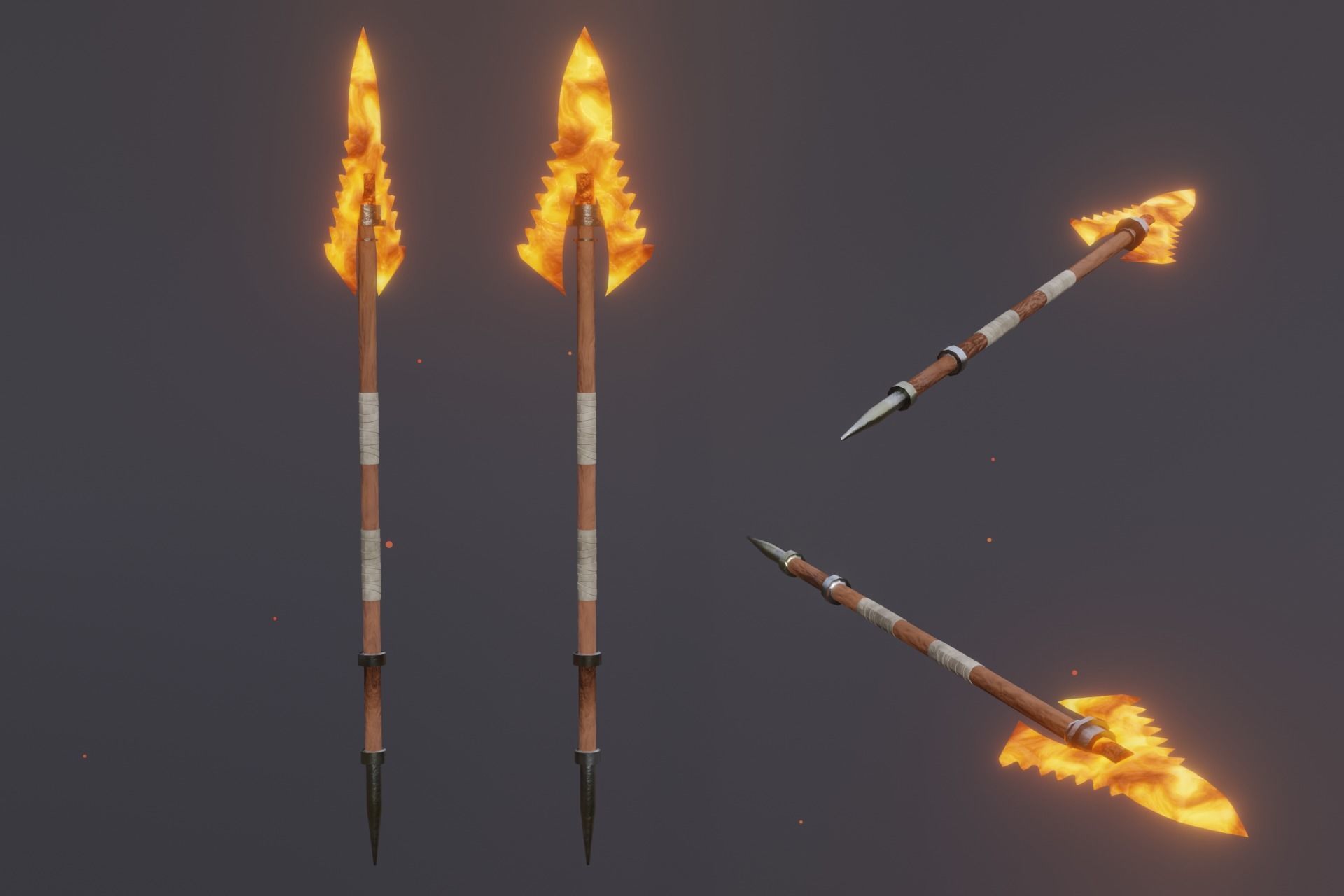 15 fire elemental weapons - medieval - fantasy - magic - VOL 01 Low-poly 3D model_10