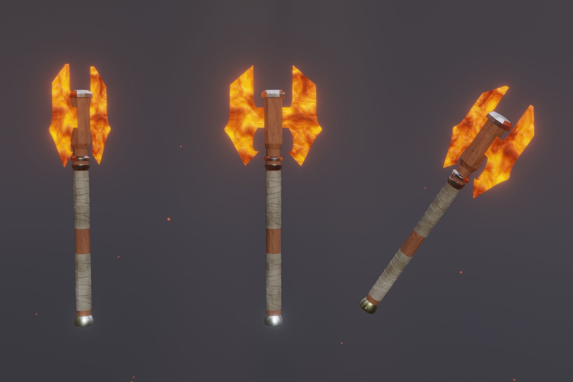 15 fire elemental weapons - medieval - fantasy - magic - VOL 01 Low-poly 3D model_14