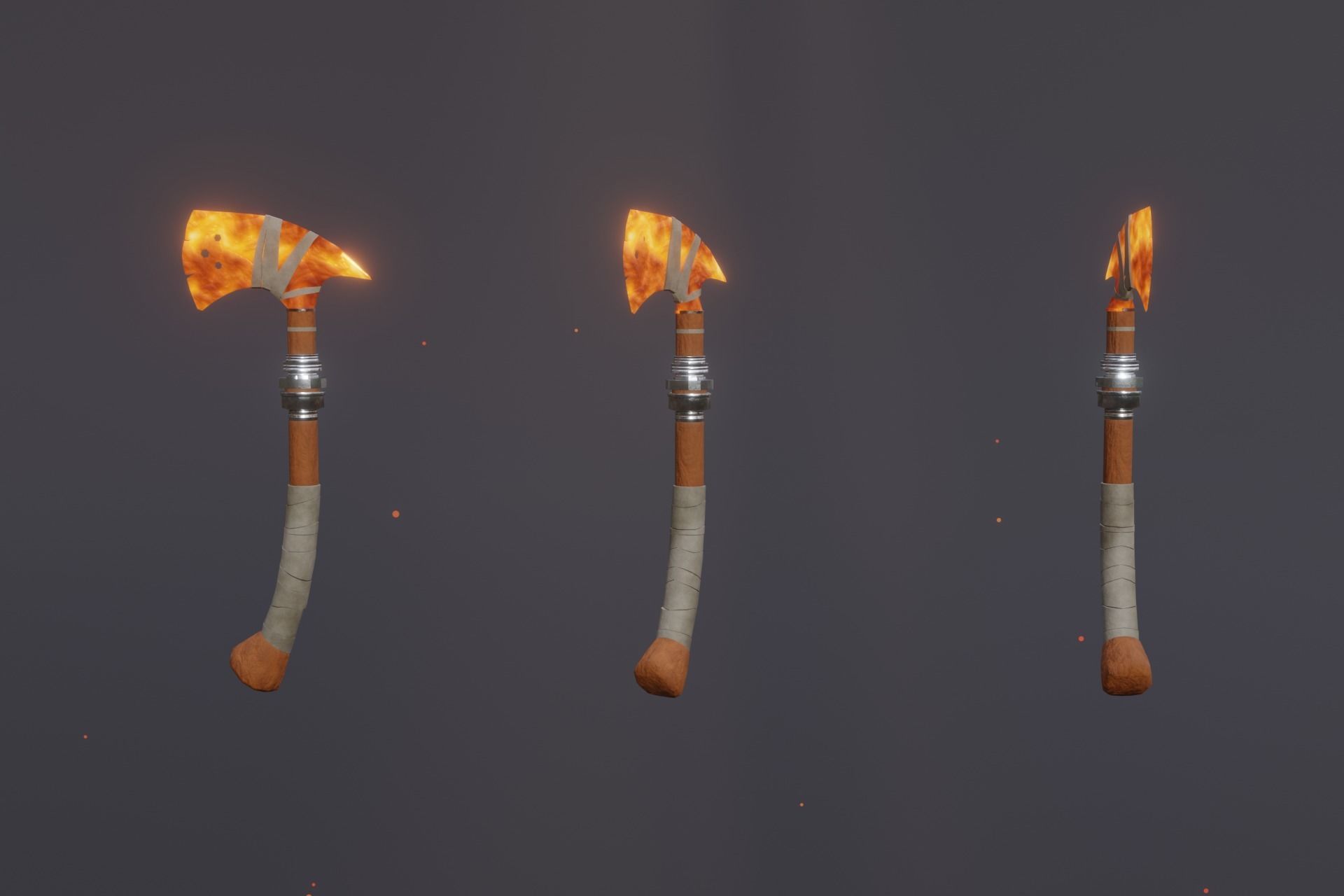 15 fire elemental weapons - medieval - fantasy - magic - VOL 01 Low-poly 3D model_11