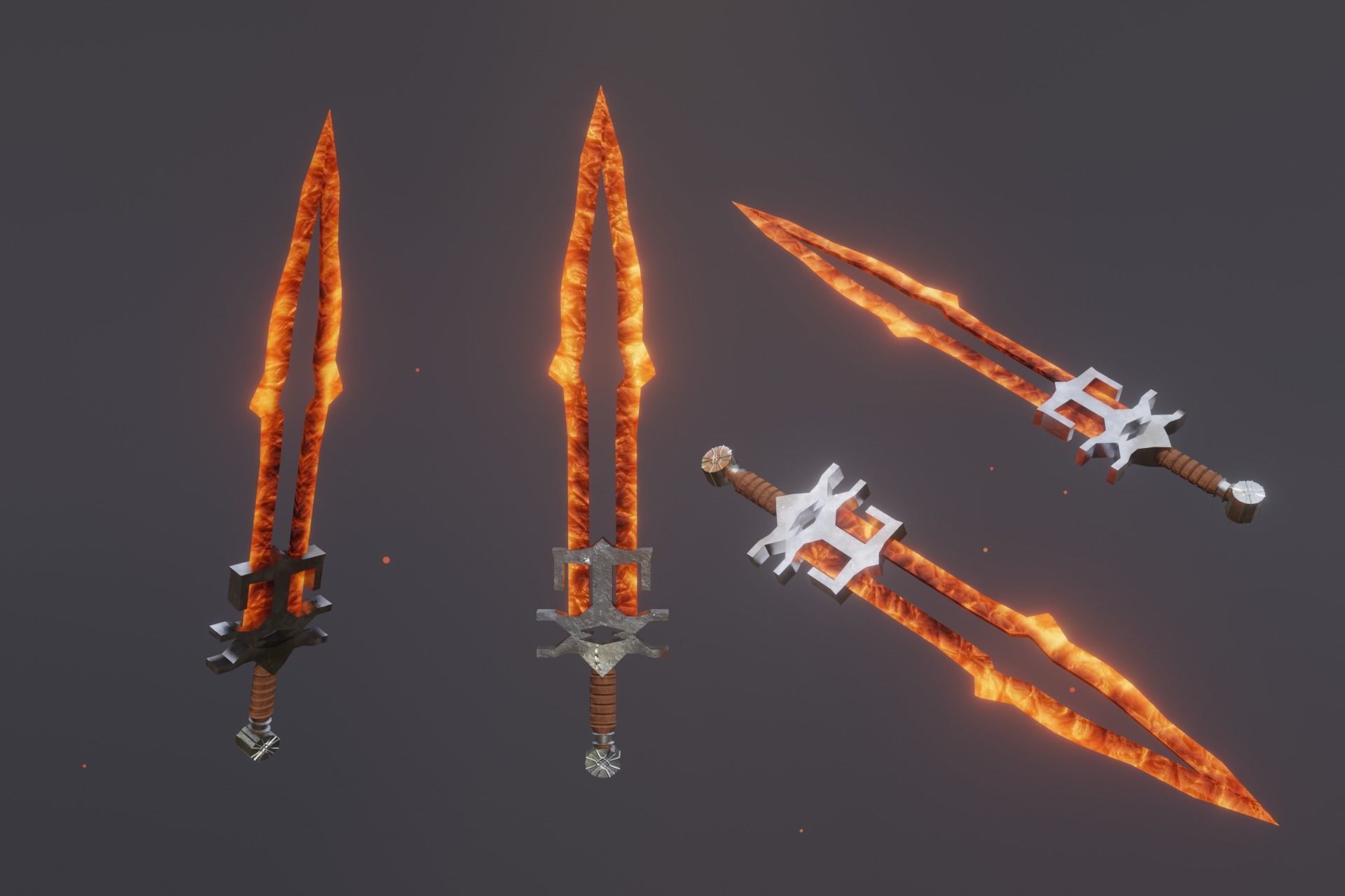 15 fire elemental weapons - medieval - fantasy - magic - VOL 01 Low-poly 3D model_2