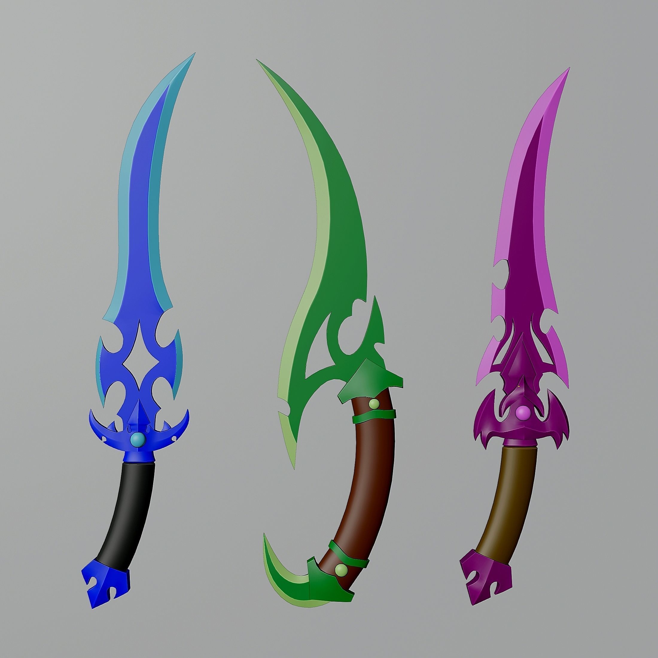 Fantasy dagger set 57 Low-poly 3D model_8