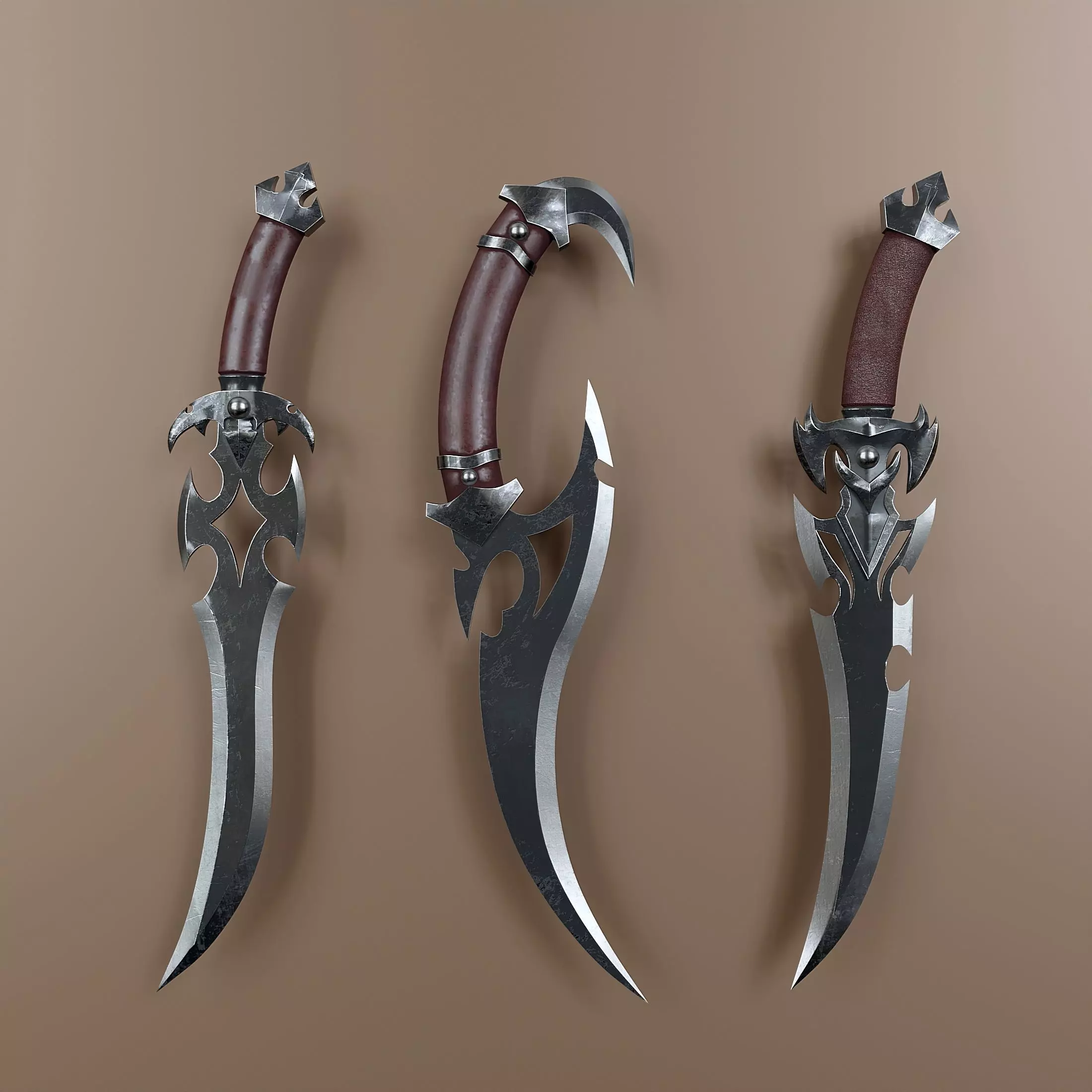 Fantasy dagger set 57 Low-poly 3D model_0