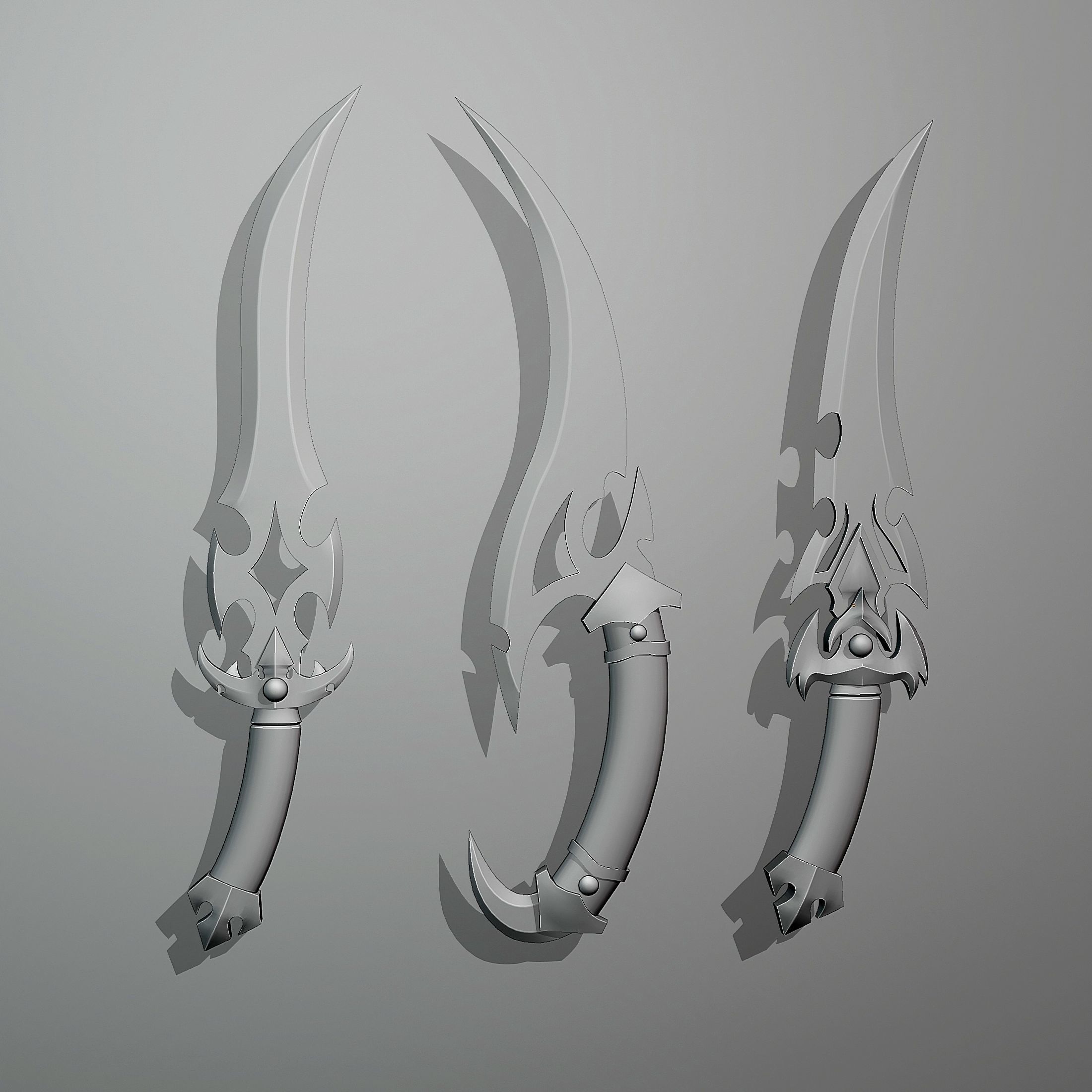 Fantasy dagger set 57 Low-poly 3D model_7