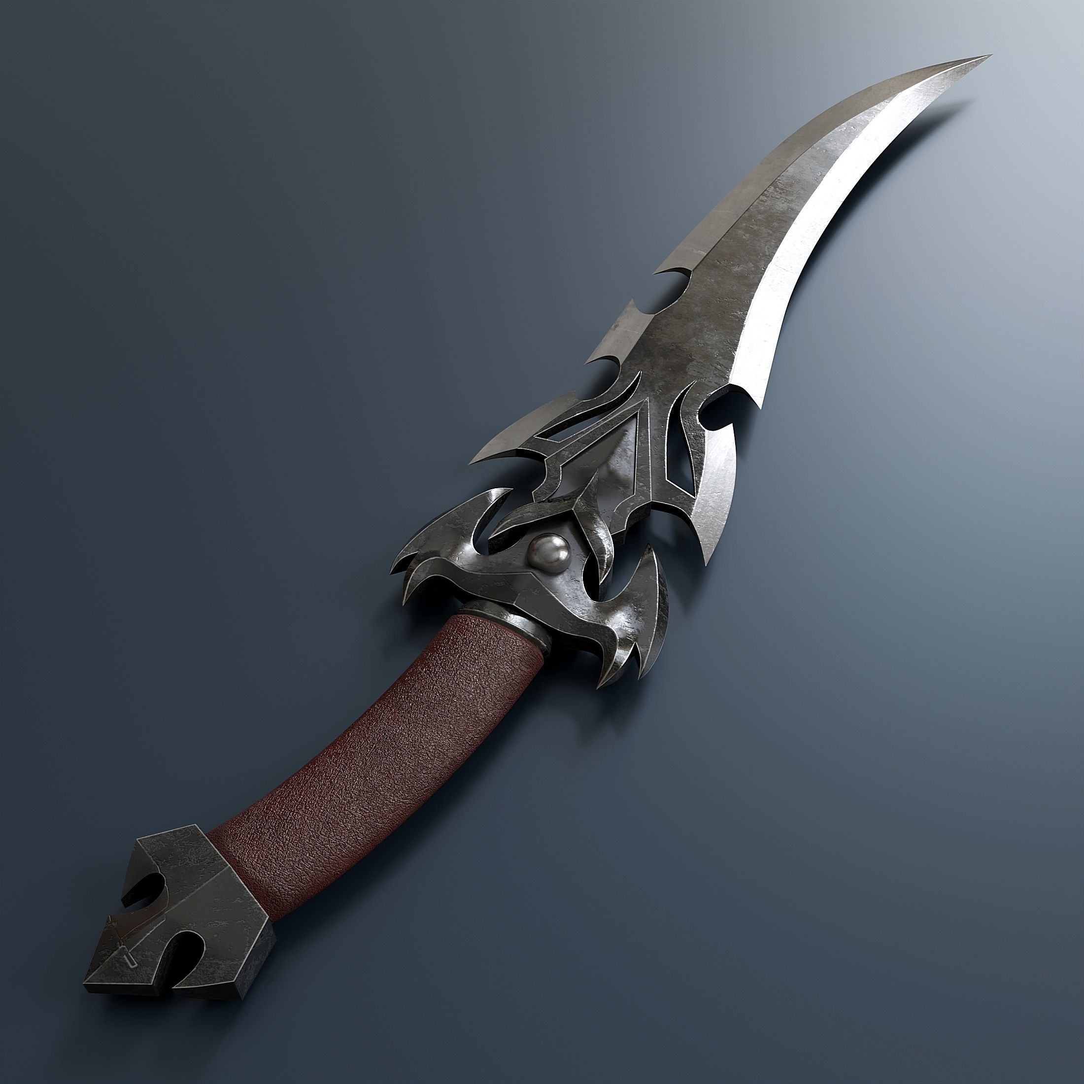 Fantasy dagger set 57 Low-poly 3D model_6