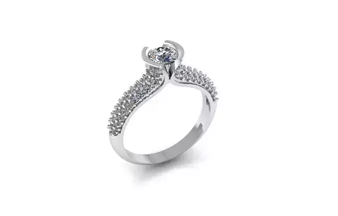 Elegant Platinum diamond engagement ring 3d model
