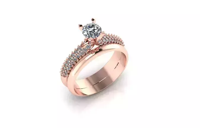 Fancy cut diamond engagement ring 3d model