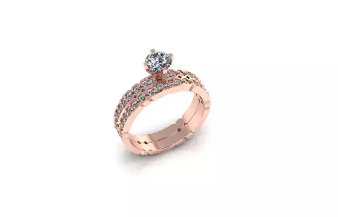 Asscher diamond engagement ring 3d model