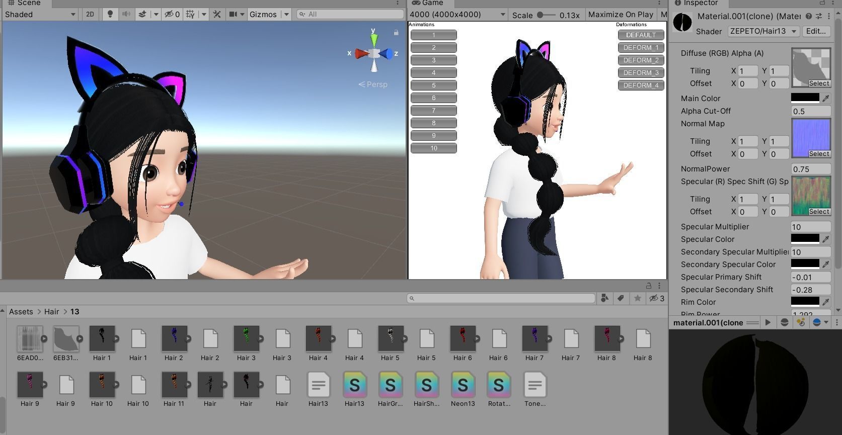 3D model Hair with LED Headset 3D Modeling Zepeto Unity Prefab FBX VR ...