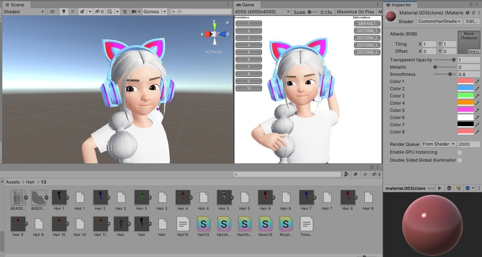 3D model Hair with LED Headset 3D Modeling Zepeto Unity Prefab FBX VR ...