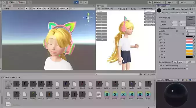 Hair with Headphones 3D Model Zepeto Unity Prefab FBX