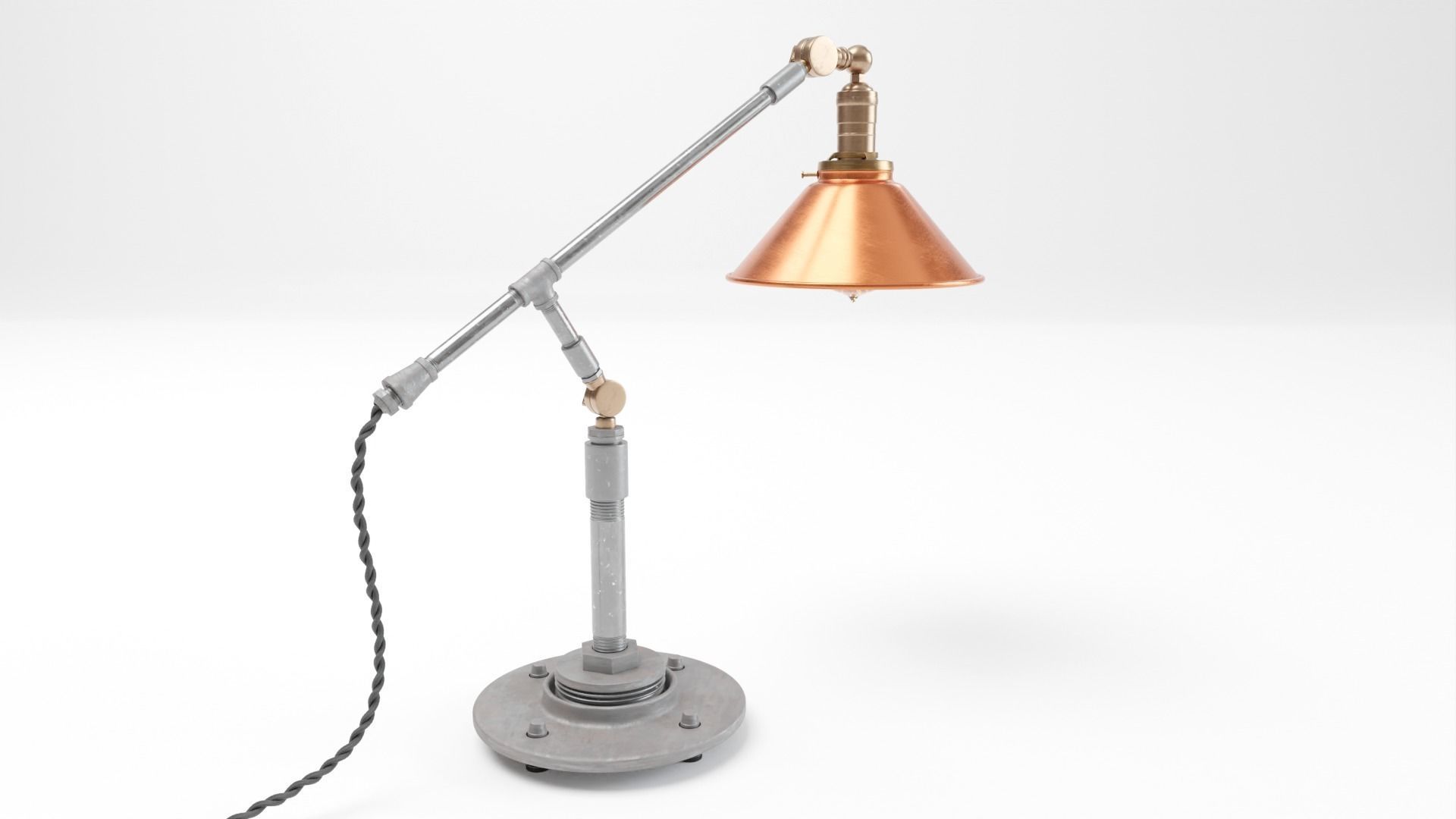 Industrial Copper Tube Lamp 3D model_3