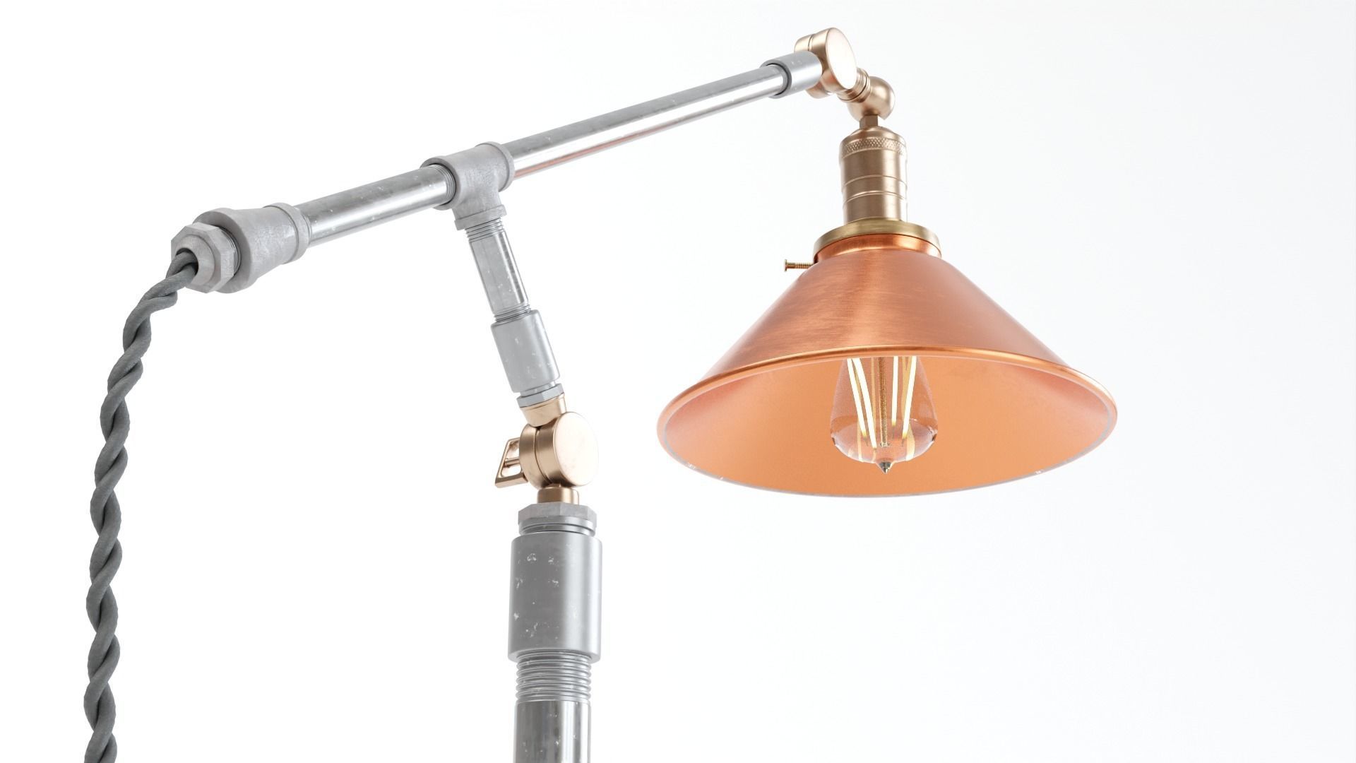 Industrial Copper Tube Lamp 3D model_2