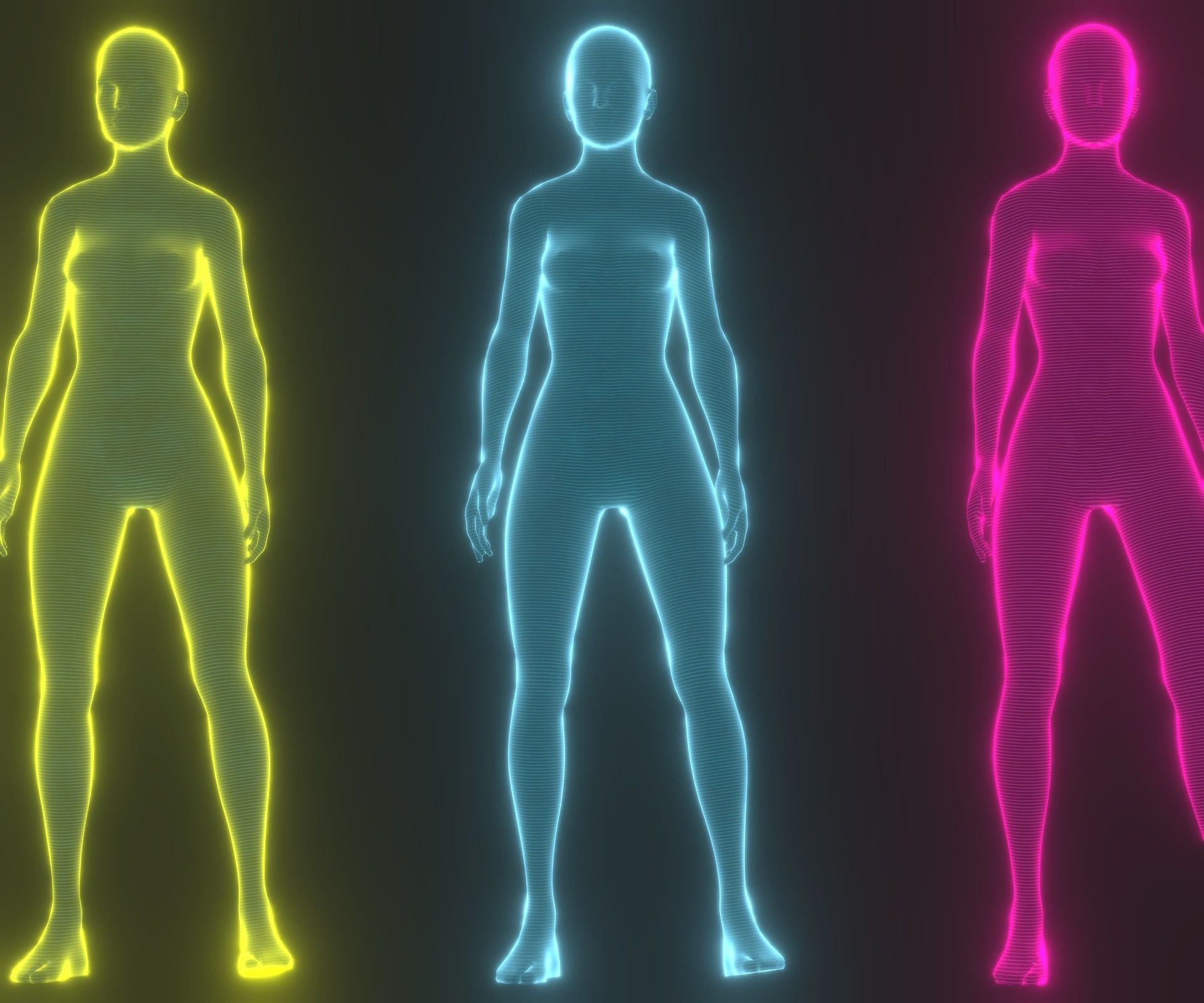 Animated Human Hologram Male and Female 3D Model 28 Animations Low-poly 3D model_17