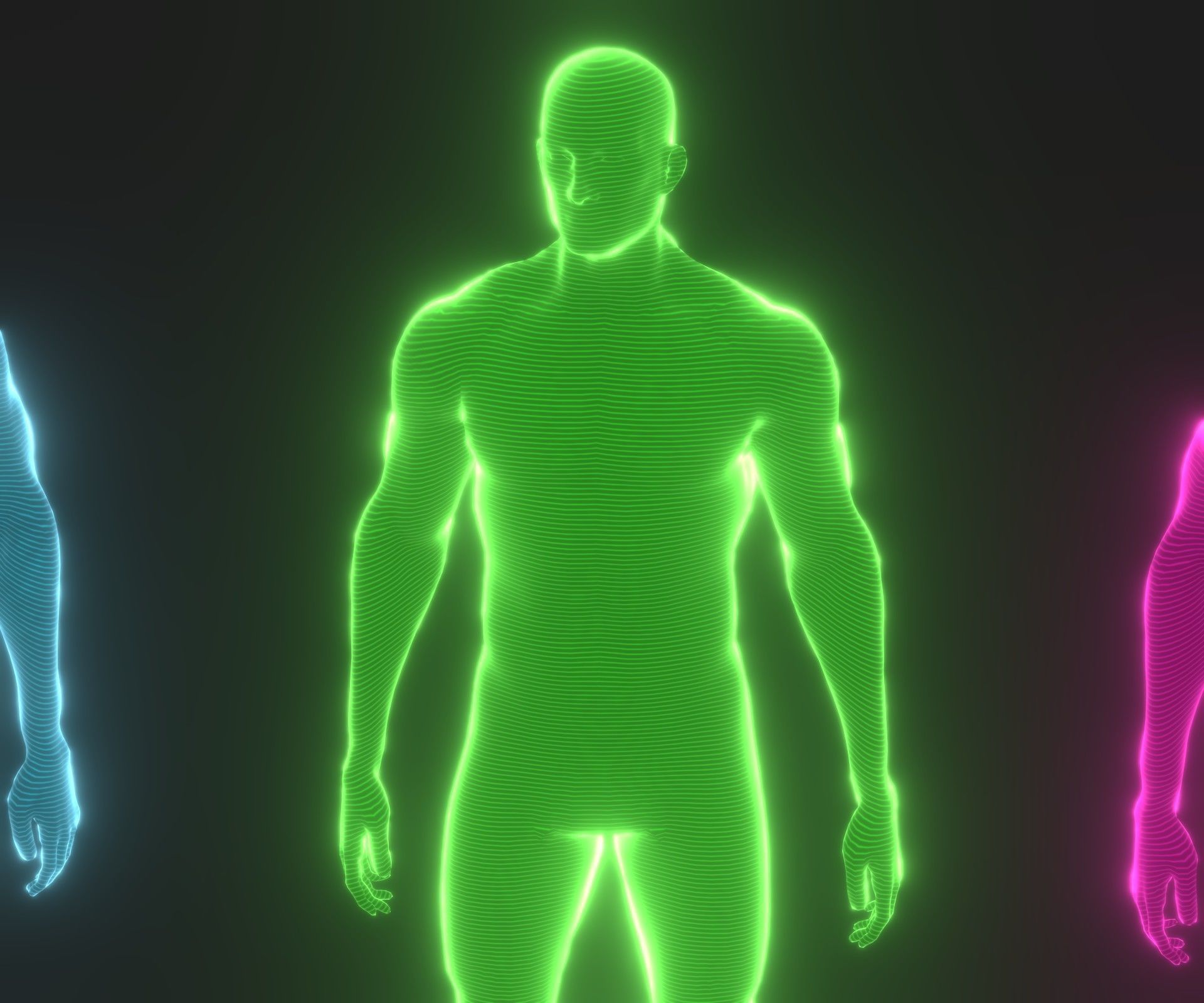 Animated Human Hologram Male and Female 3D Model 28 Animations Low-poly 3D model_38