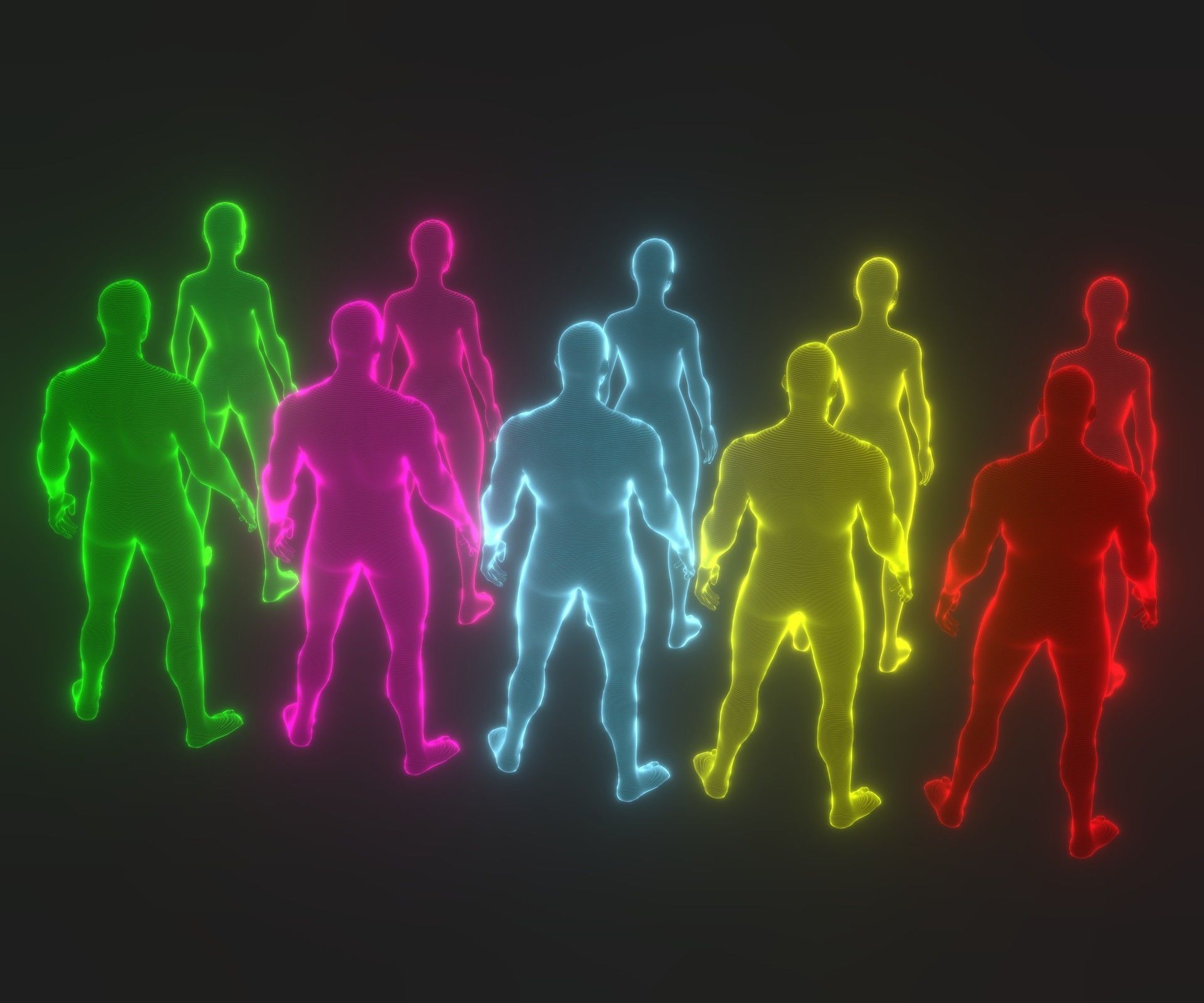 Animated Human Hologram Male and Female 3D Model 28 Animations Low-poly 3D model_4