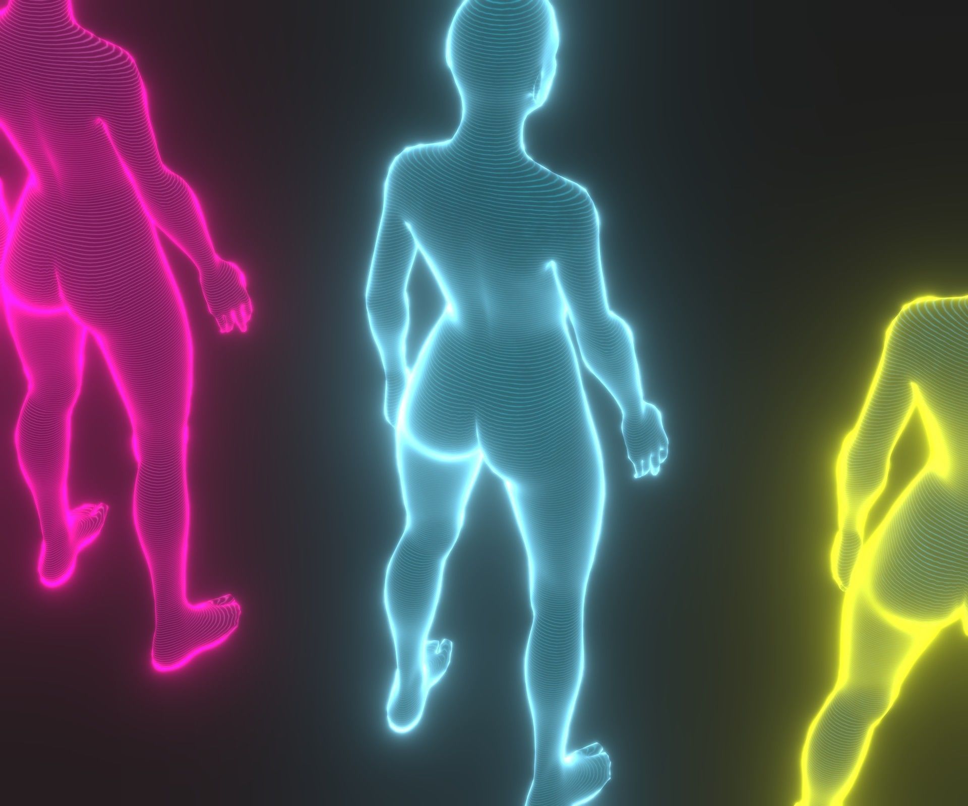Animated Human Hologram Male and Female 3D Model 28 Animations Low-poly 3D model_18