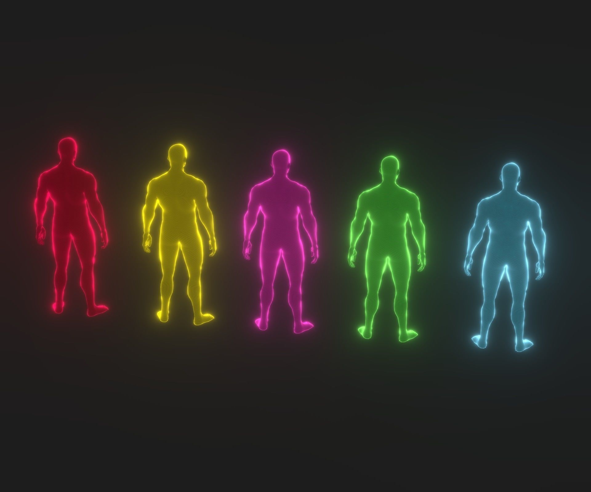 Animated Human Hologram Male and Female 3D Model 28 Animations Low-poly 3D model_26