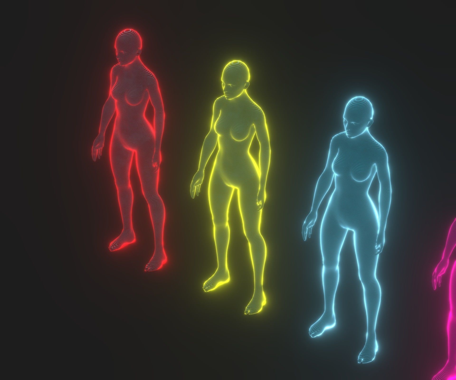 Animated Human Hologram Male and Female 3D Model 28 Animations Low-poly 3D model_12