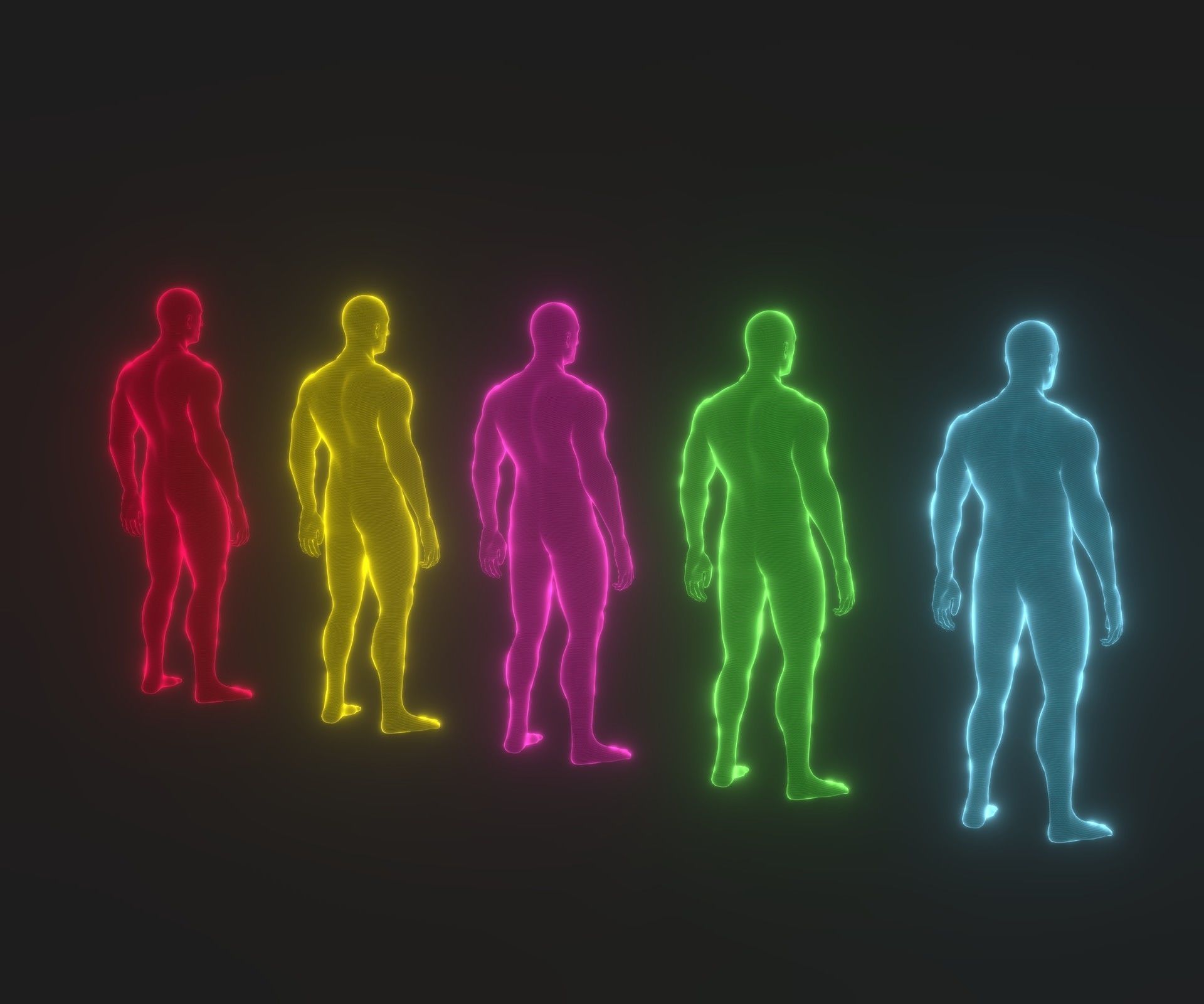 Animated Human Hologram Male and Female 3D Model 28 Animations Low-poly 3D model_33