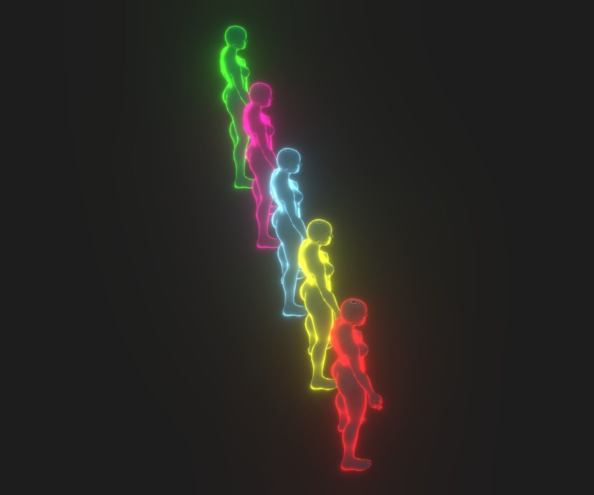 Animated Human Hologram Male and Female 3D Model 28 Animations Low-poly 3D model_19