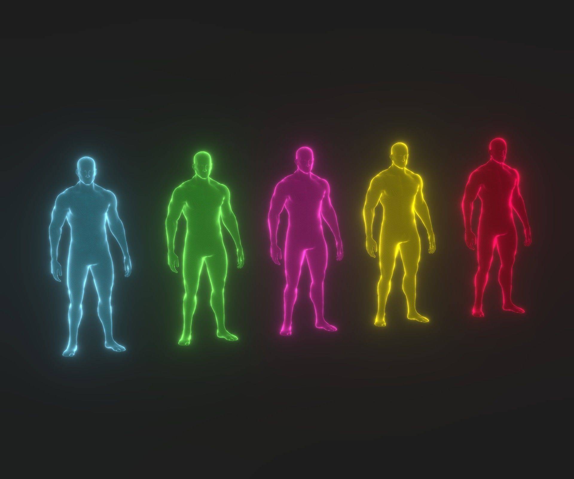 Animated Human Hologram Male and Female 3D Model 28 Animations Low-poly 3D model_25