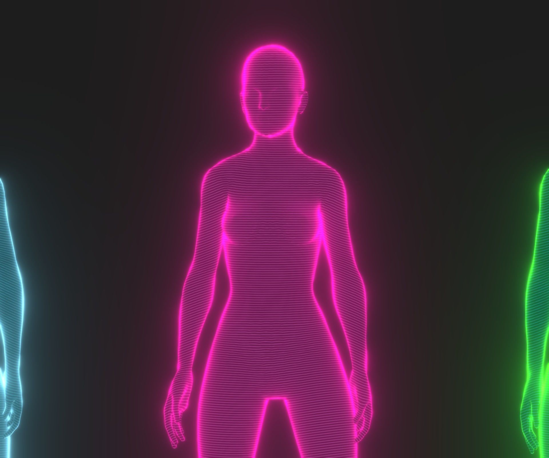 Animated Human Hologram Male and Female 3D Model 28 Animations Low-poly 3D model_9