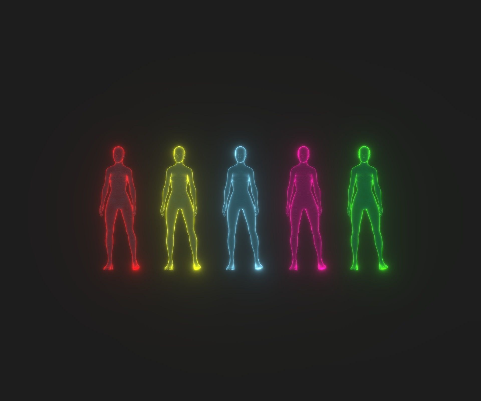 Animated Human Hologram Male and Female 3D Model 28 Animations Low-poly 3D model_6