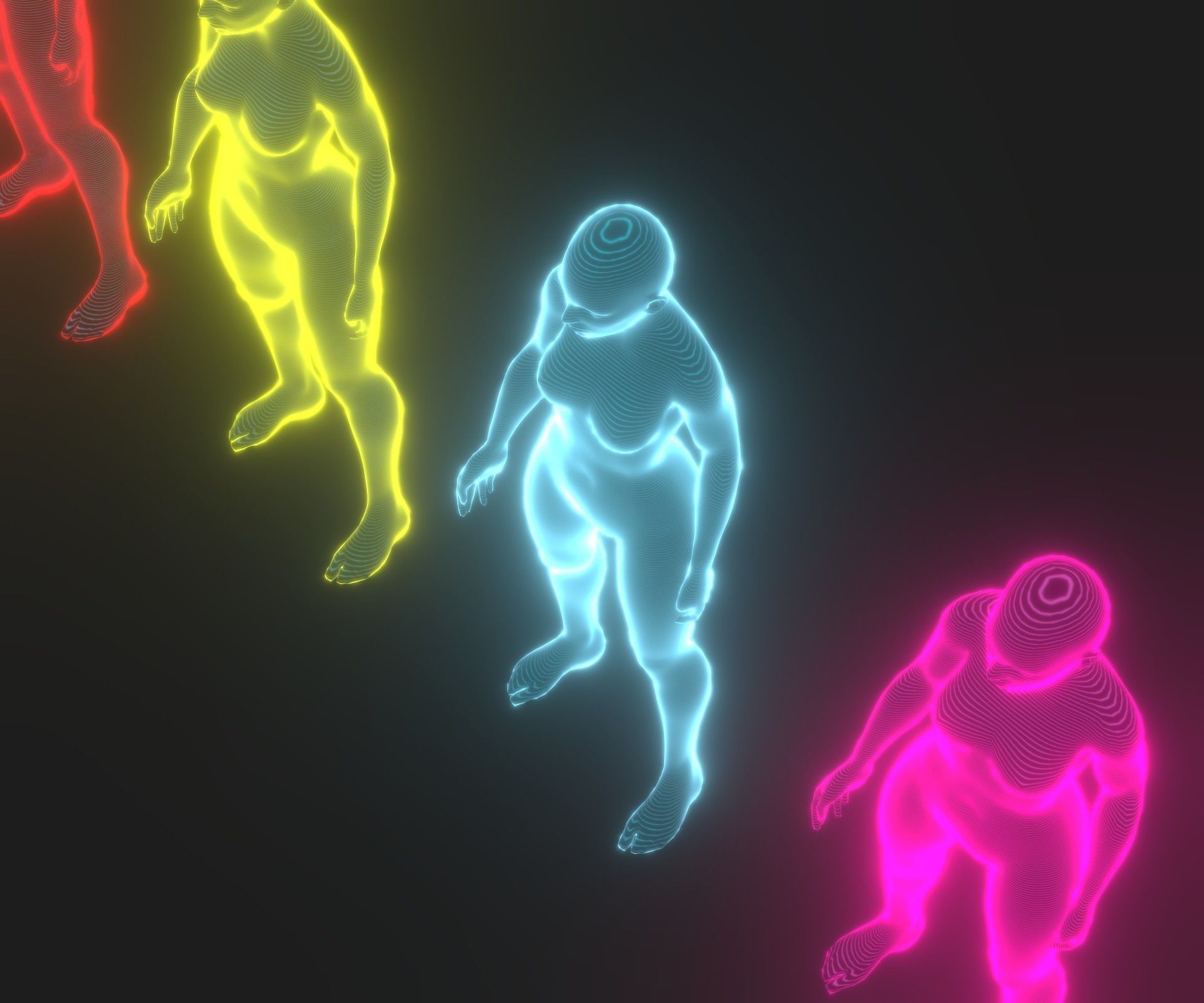 Animated Human Hologram Male and Female 3D Model 28 Animations Low-poly 3D model_21