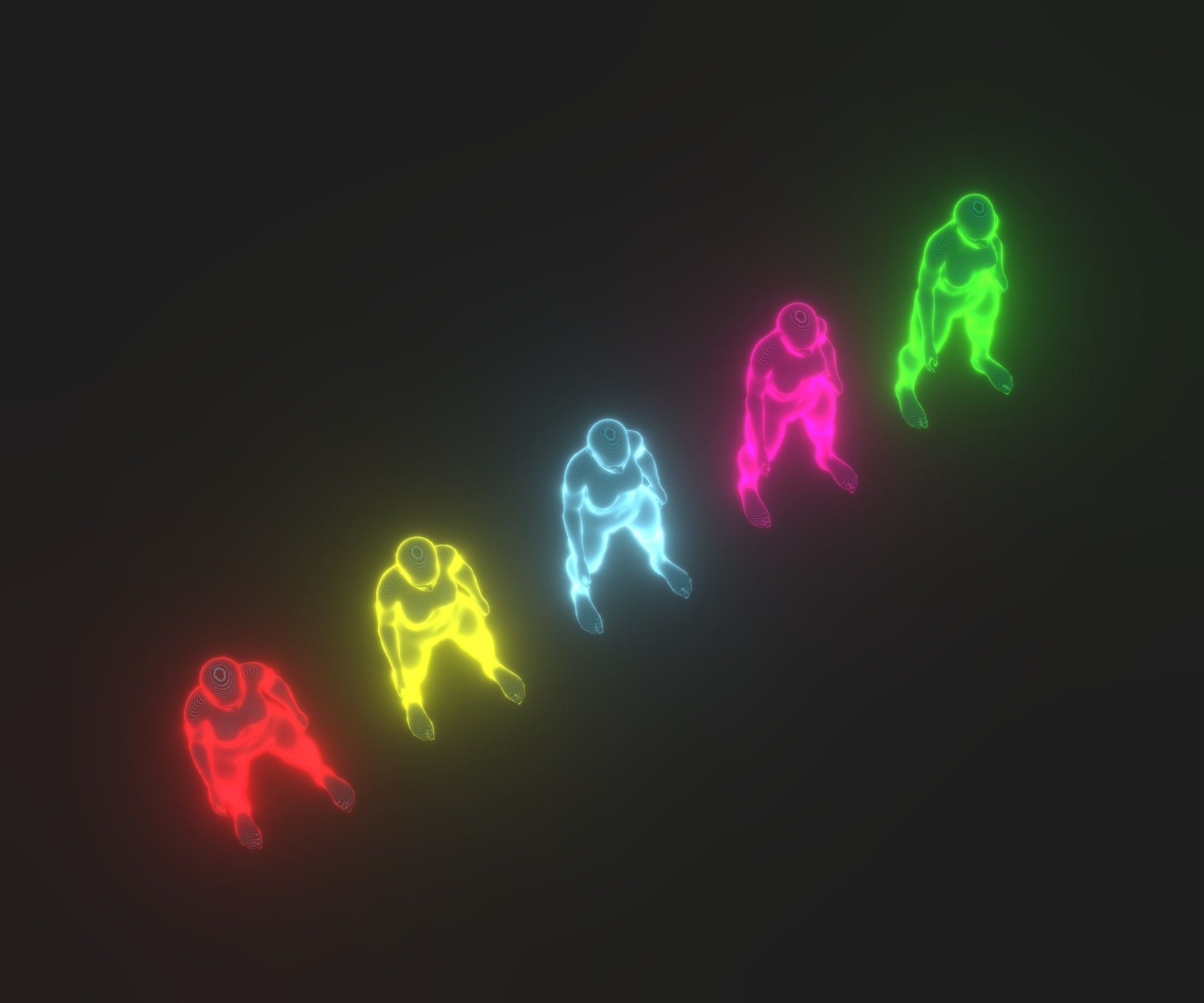 Animated Human Hologram Male and Female 3D Model 28 Animations Low-poly 3D model_16