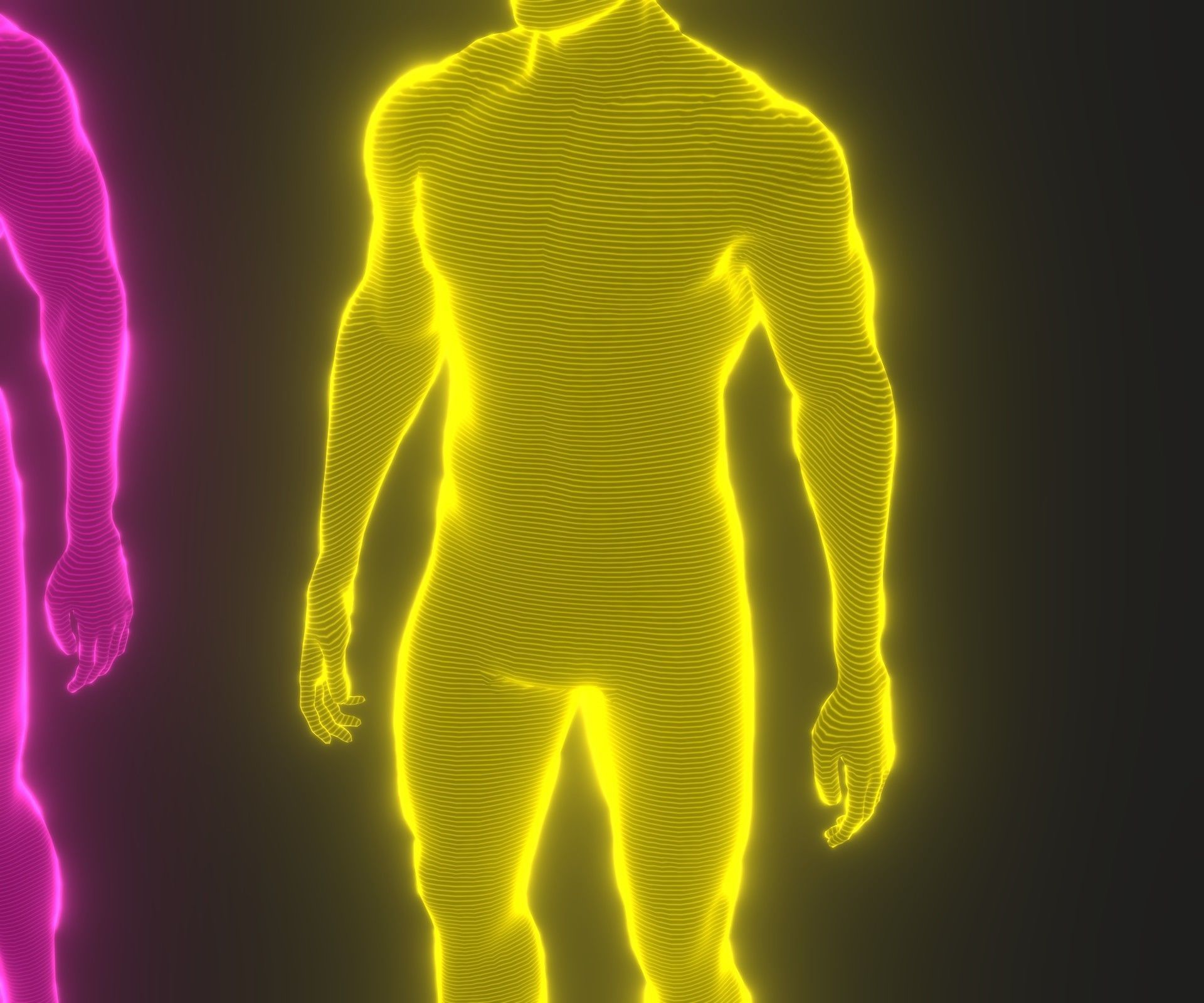 Animated Human Hologram Male and Female 3D Model 28 Animations Low-poly 3D model_40