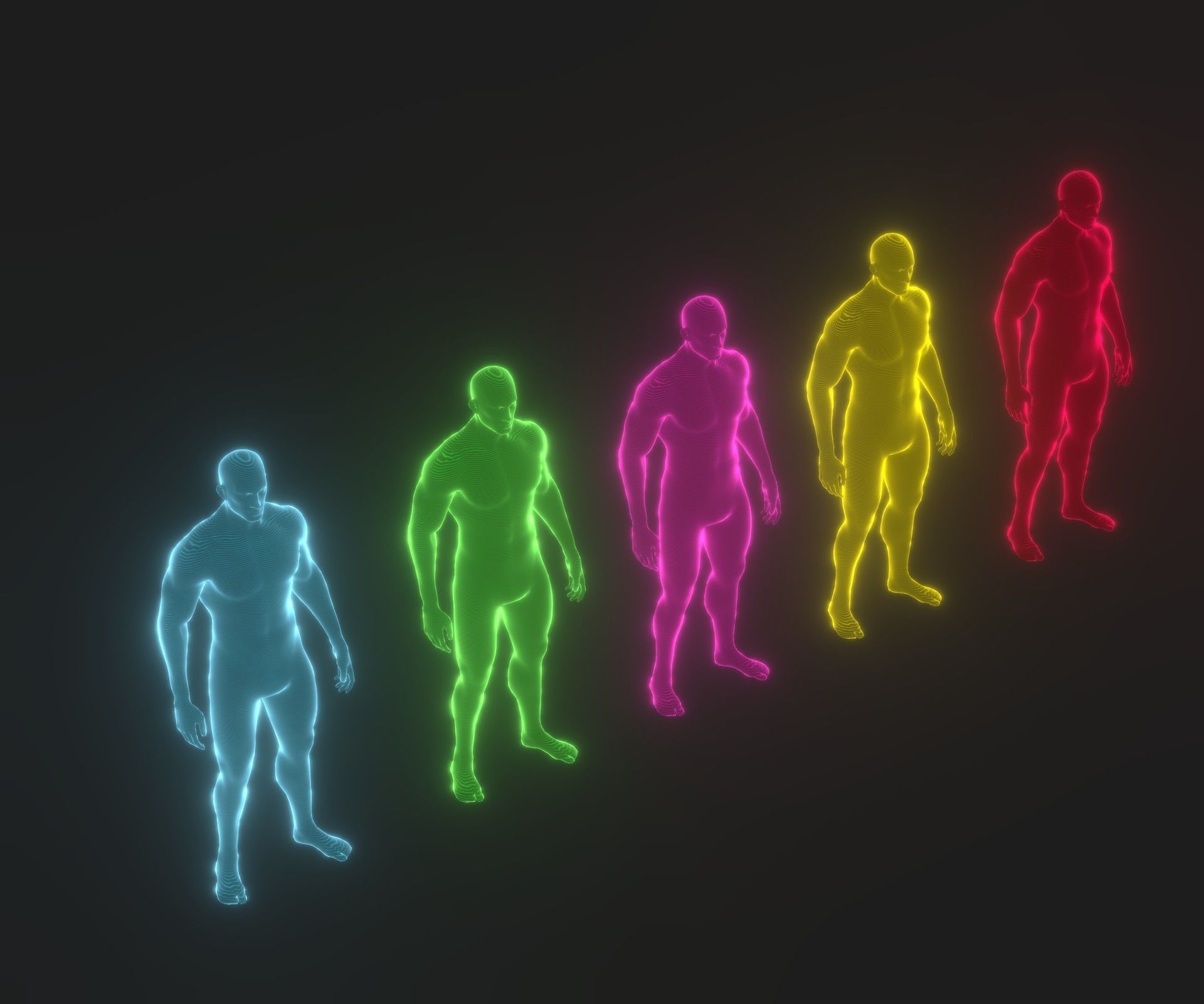 Animated Human Hologram Male and Female 3D Model 28 Animations Low-poly 3D model_32