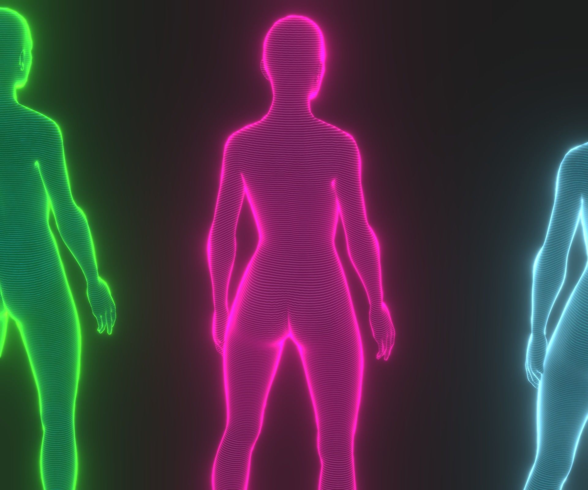 Animated Human Hologram Male and Female 3D Model 28 Animations Low-poly 3D model_14
