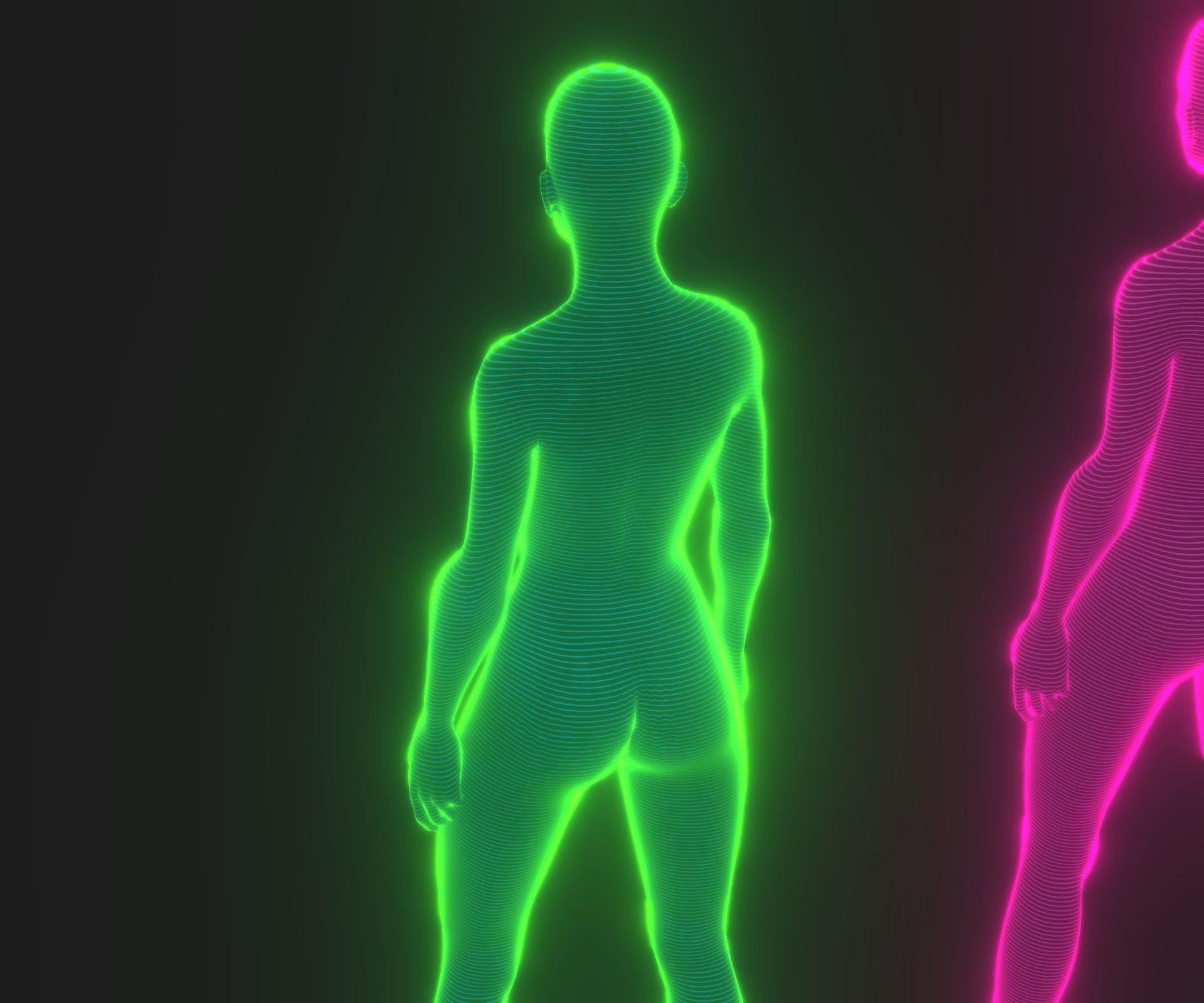 Animated Human Hologram Male and Female 3D Model 28 Animations Low-poly 3D model_13