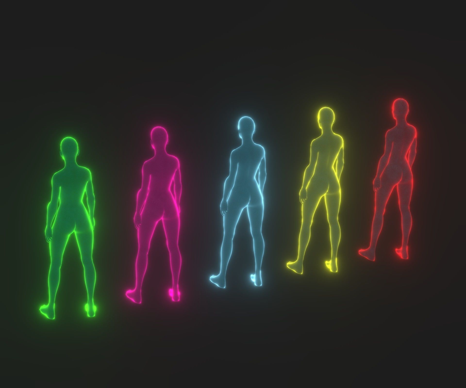 Animated Human Hologram Male and Female 3D Model 28 Animations Low-poly 3D model_7