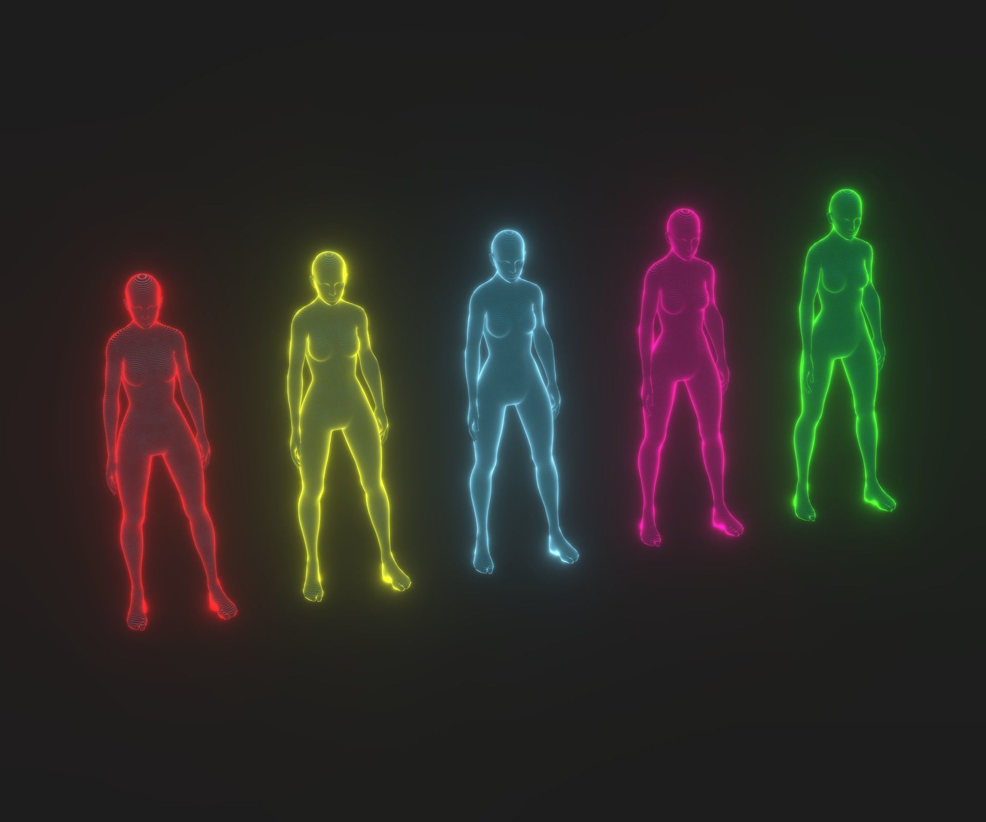 Animated Human Hologram Male and Female 3D Model 28 Animations Low-poly 3D model_5