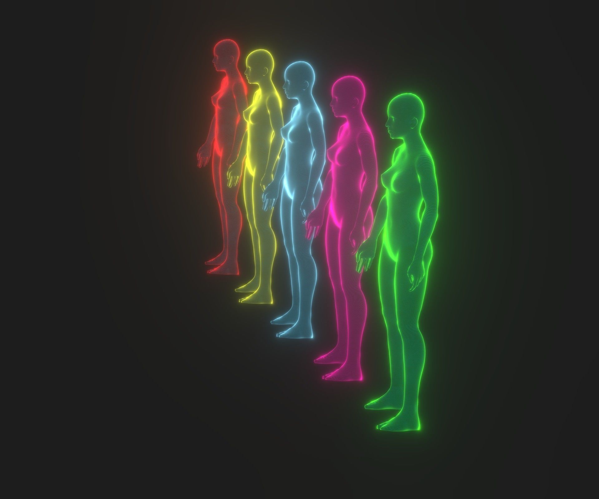 Animated Human Hologram Male and Female 3D Model 28 Animations Low-poly 3D model_22