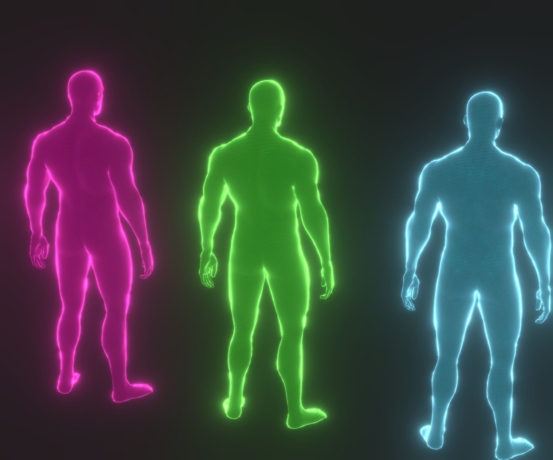 Animated Human Hologram Male and Female 3D Model 28 Animations Low-poly 3D model_36