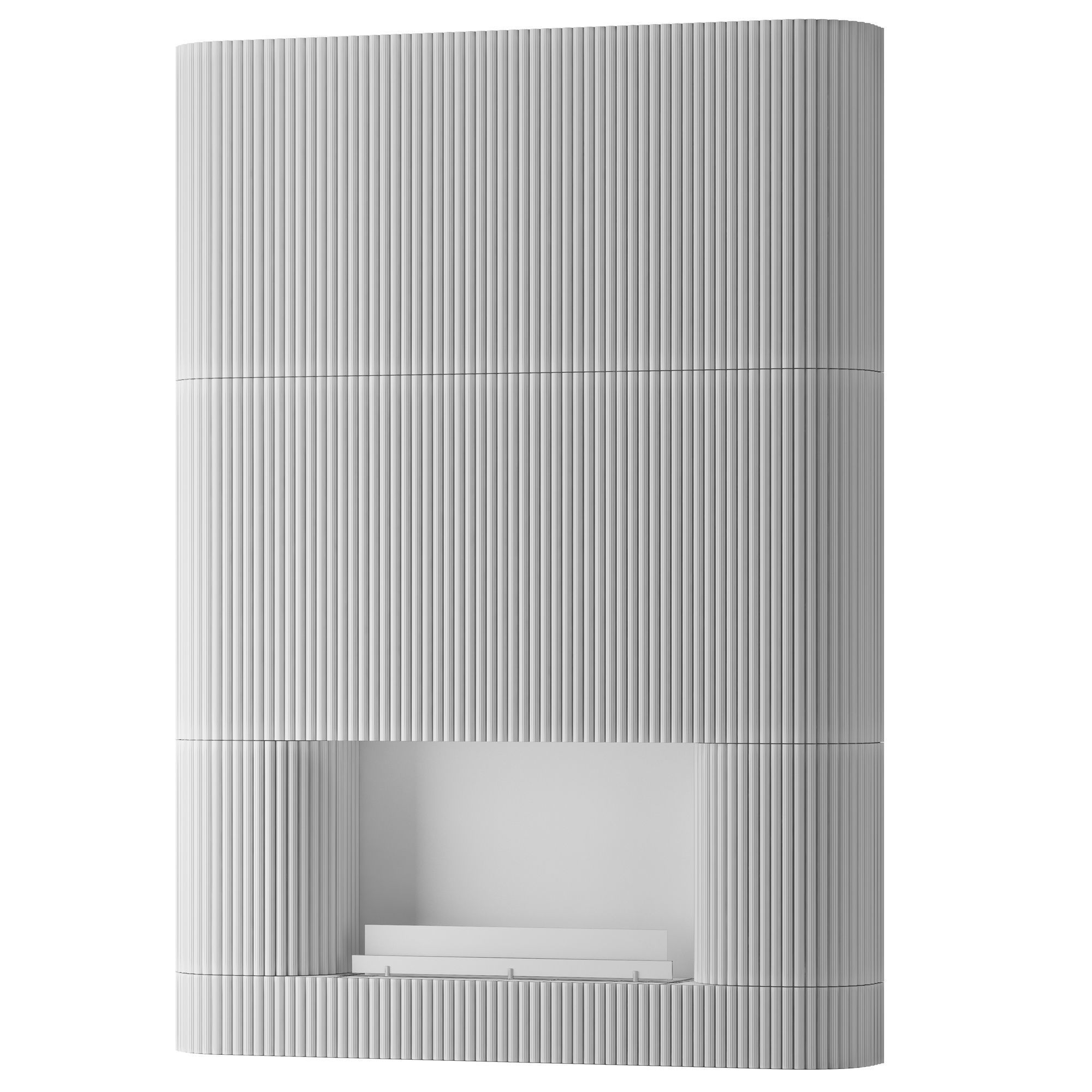 Planika fireplace with fluted tile wall 3D model_5