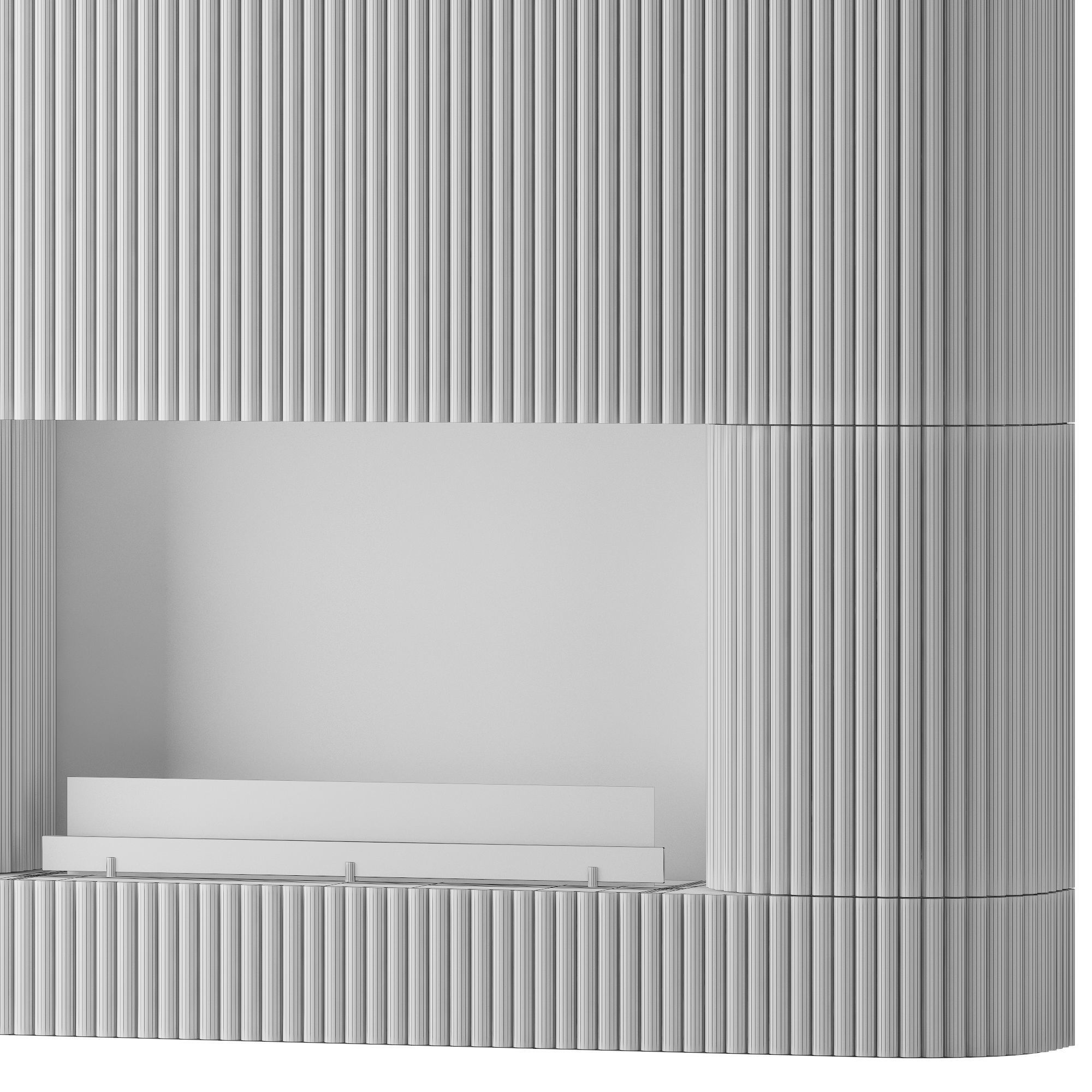 Planika fireplace with fluted tile wall 3D model_8