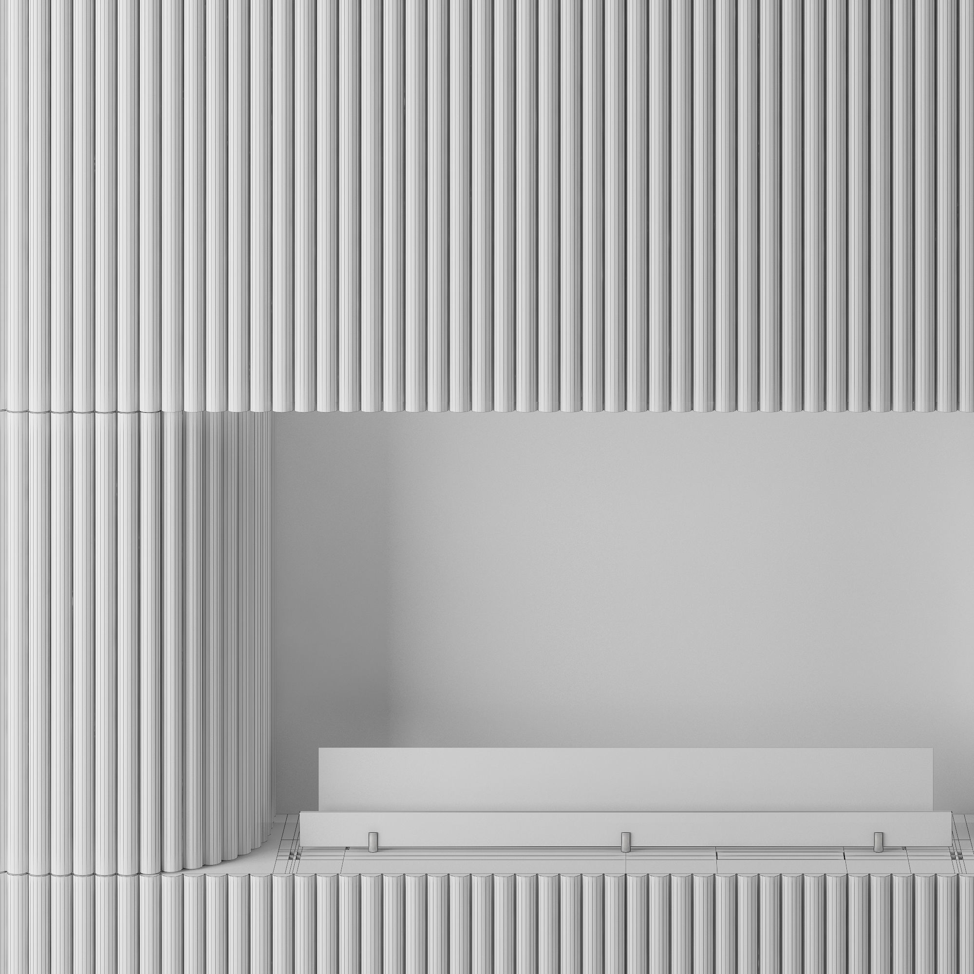 Planika fireplace with fluted tile wall 3D model_7