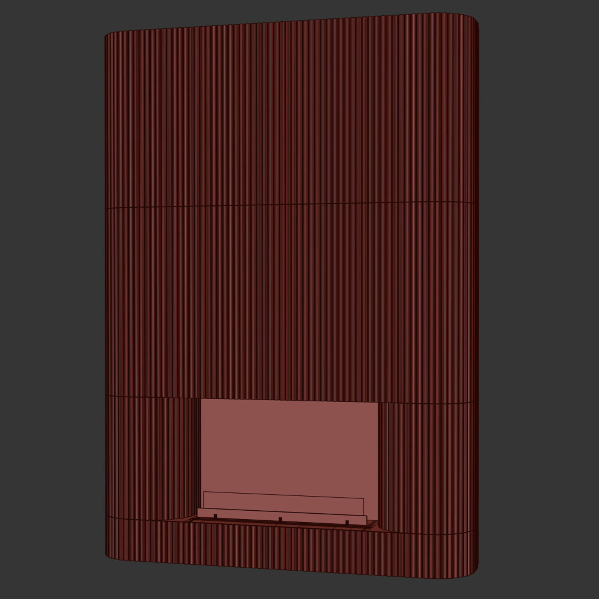 Planika fireplace with fluted tile wall 3D model_11