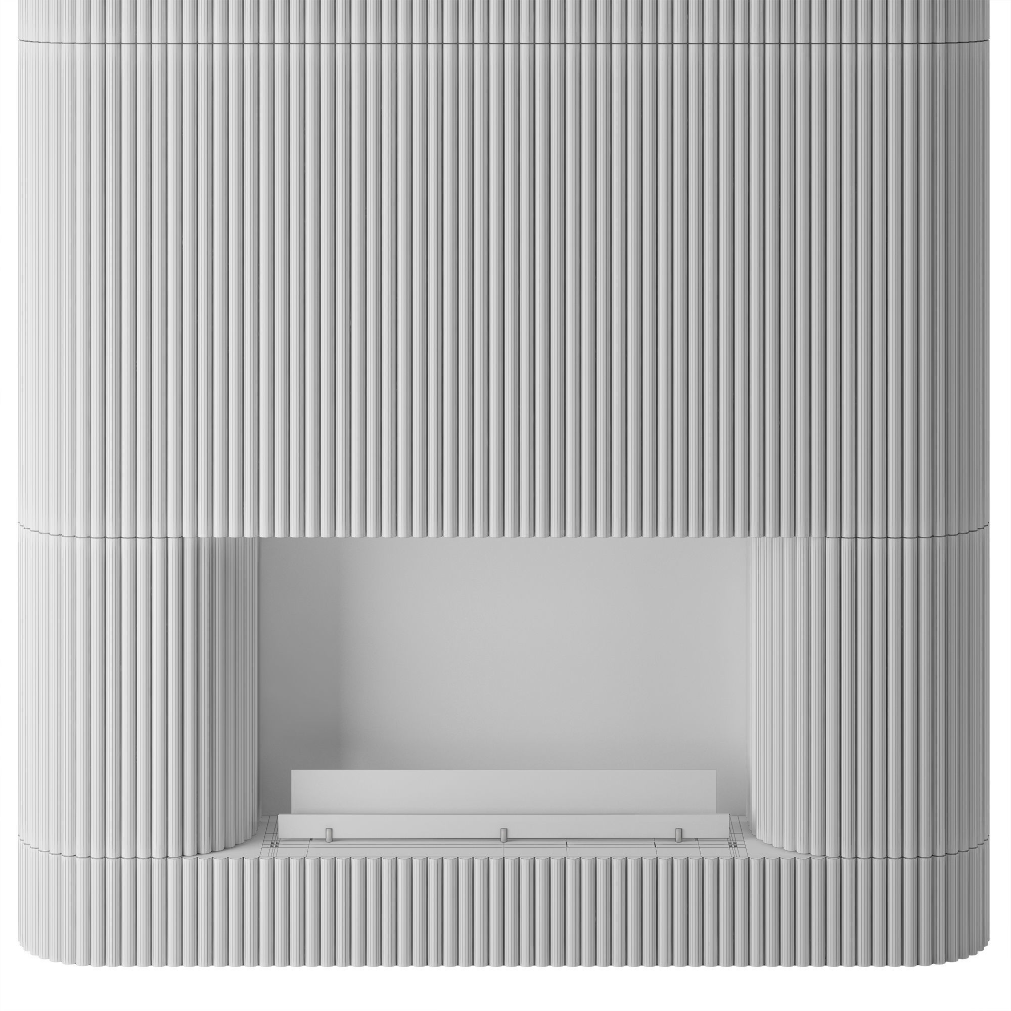 Planika fireplace with fluted tile wall 3D model_6