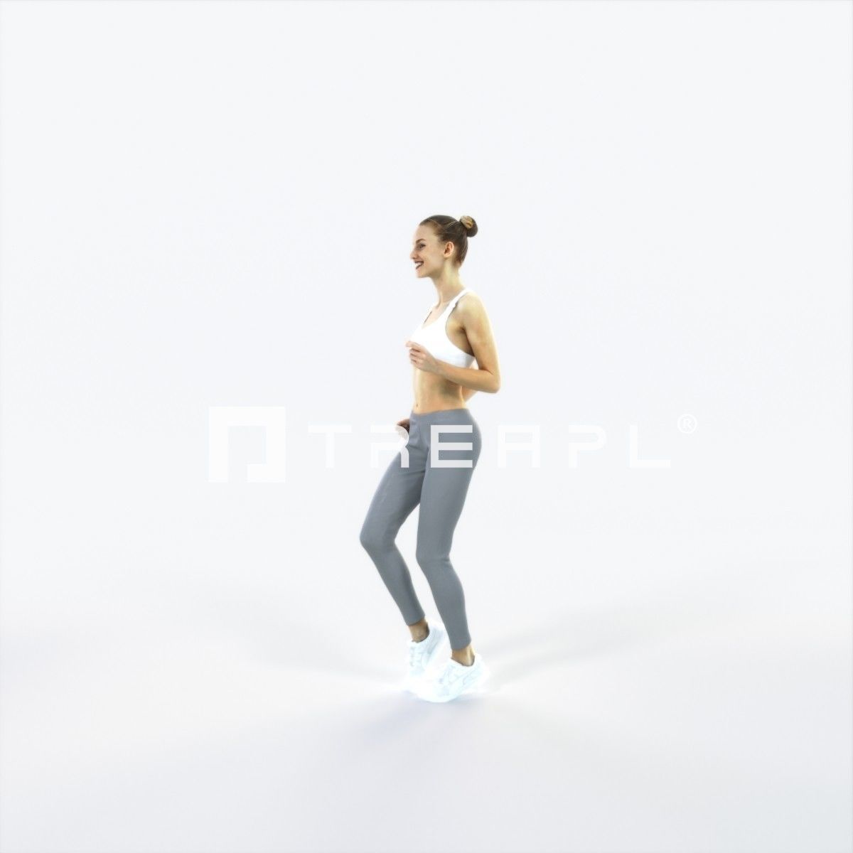 Beauty 03C Running Jogging Sports Woman Low-poly 3D model_5