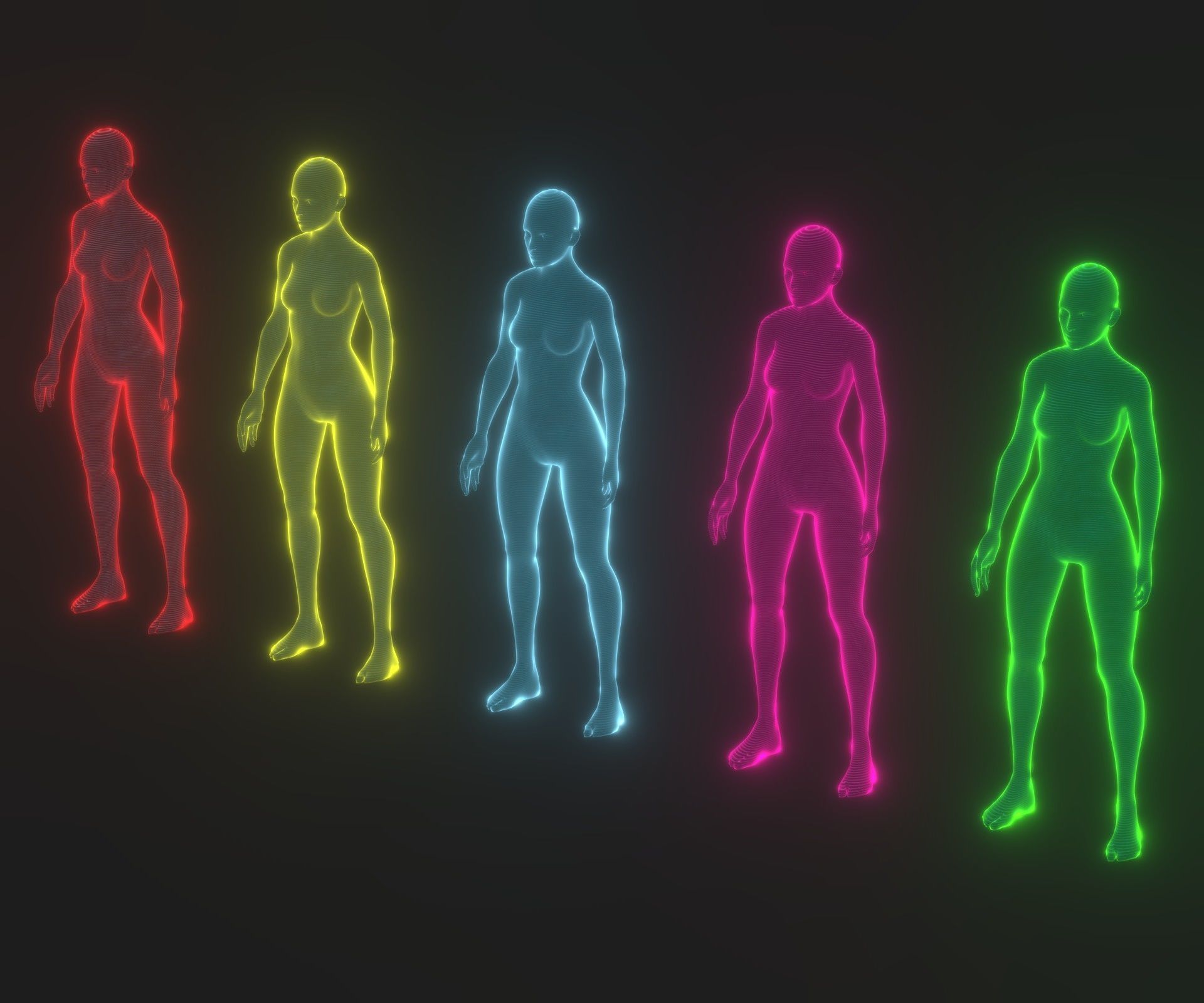 Animated Human Hologram Male and Female 28 Animations 3D Model Collection_16