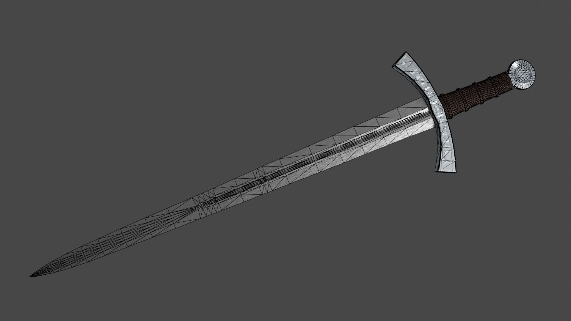 Excalibur sword with Falchion handle Low-poly 3D model_11