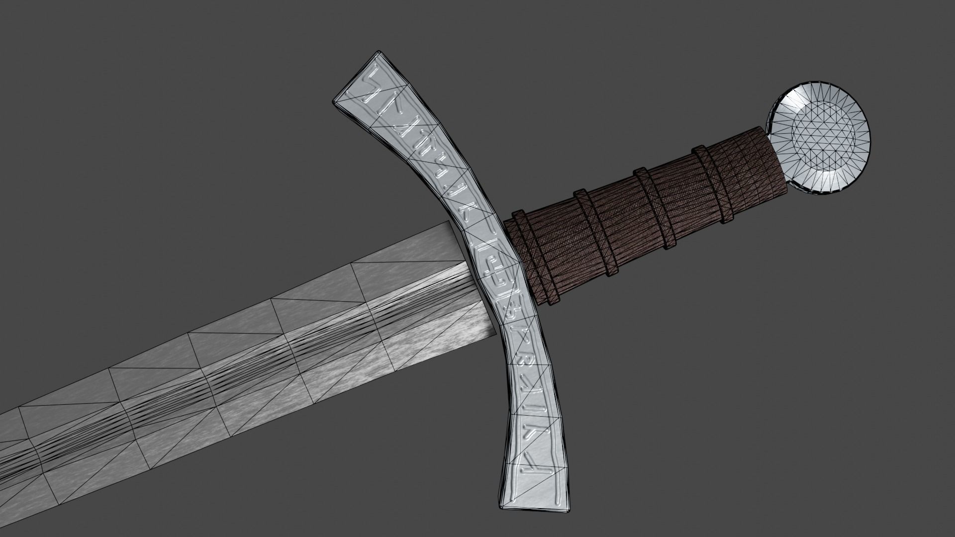 Excalibur sword with Falchion handle Low-poly 3D model_13